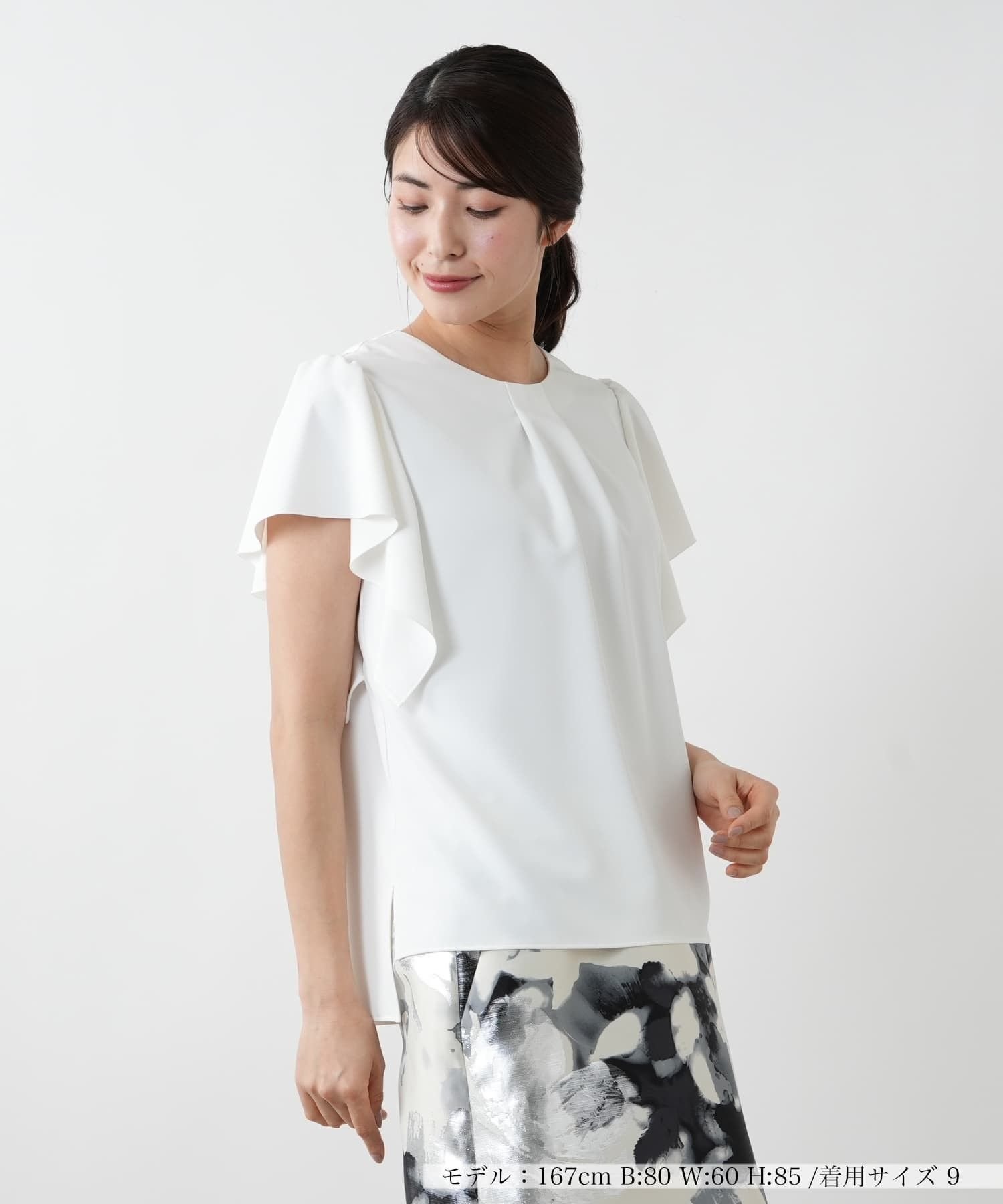 【SALE／48%OFF】Leilian 【店舗人気】フリルスリーブカットソー レリアン トップス カットソー・Tシャツ カーキグリーン ホワイト ネイビー【送料無料】