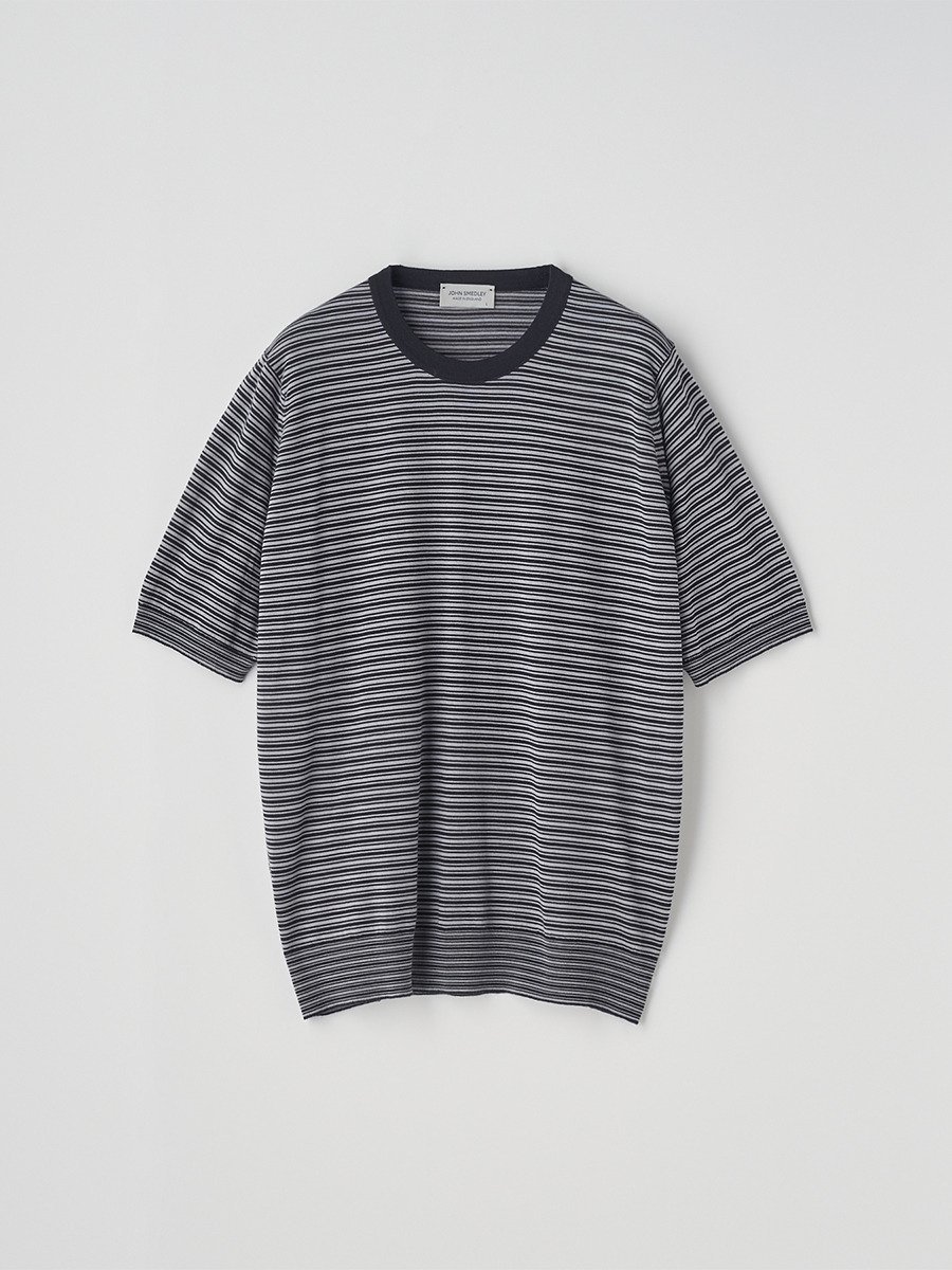 JOHN SMEDLEY [Anglo Indian Gauze]マイクロボーダーニットTシャツ ｜ HOWICK ｜ 30G EASY FIT ジョンスメドレー トップス ニット【送料無料】