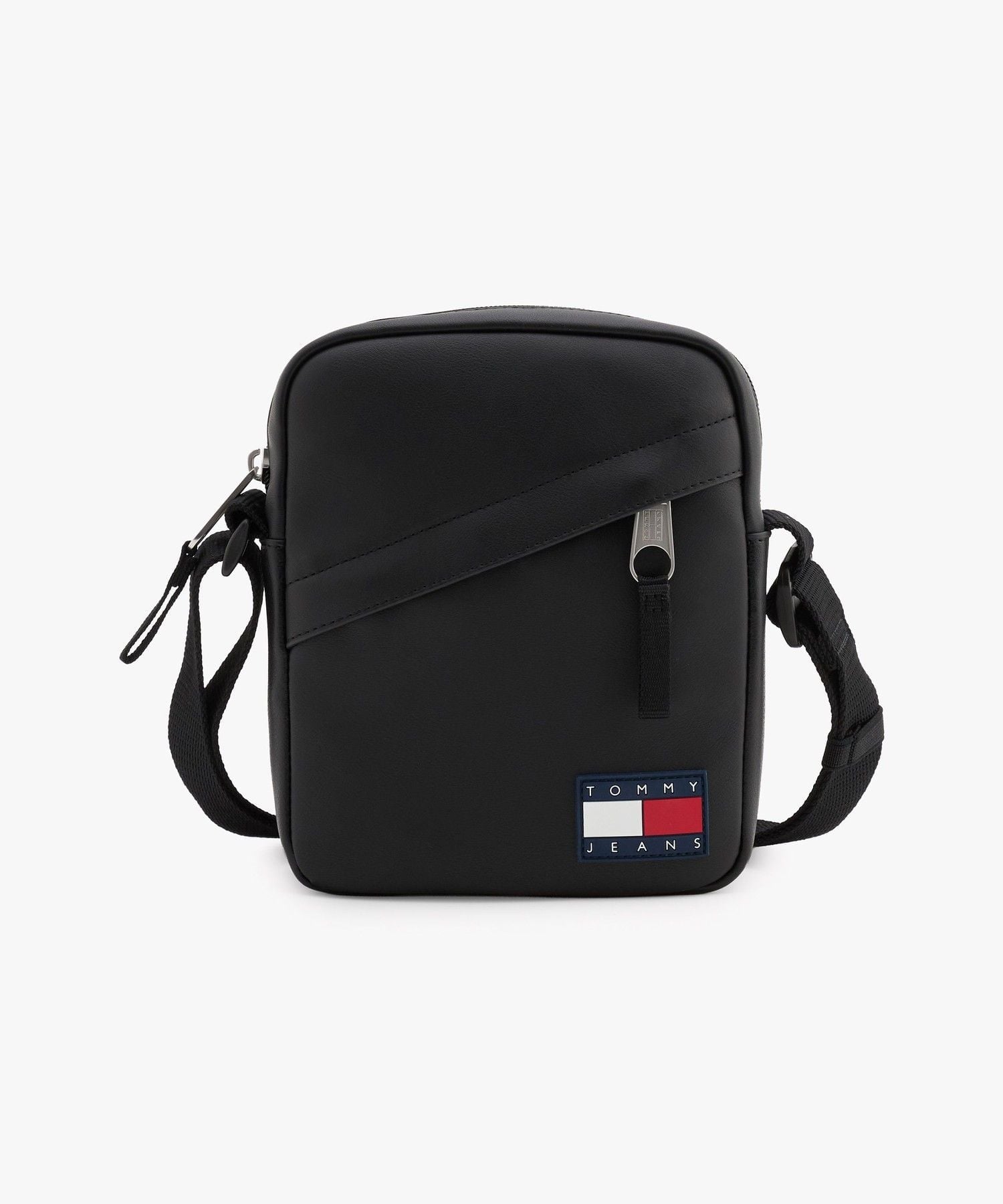 TOMMY JEANS 【公式】エッセンシャルラバー加工ロゴ クロスボディ レポーターバッグ 26AW トミーヒルフィガー バッグ ボディバッグ・ウエストポーチ ブラック【送料無料】