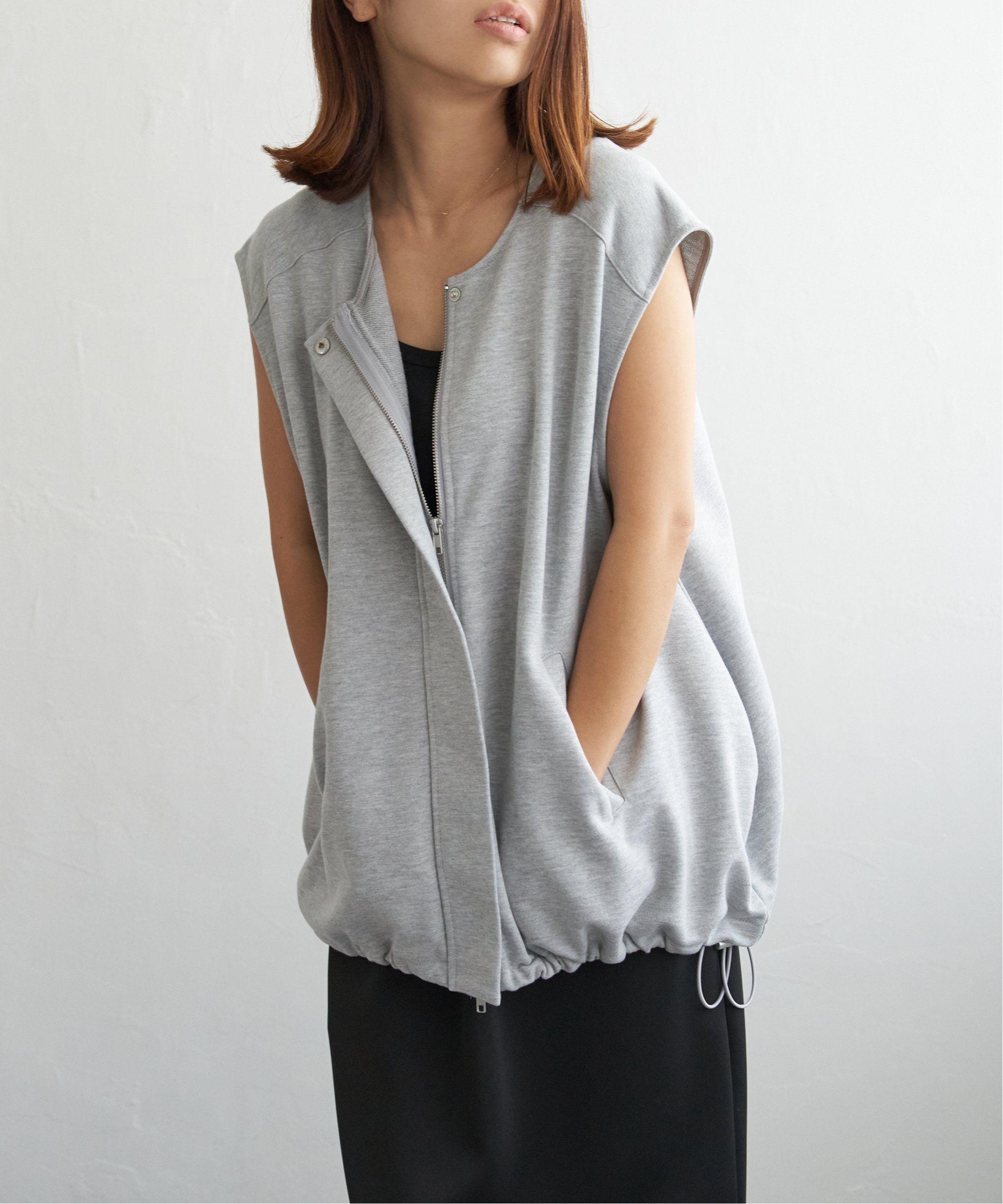 【SALE／20%OFF】notch. バルーンスウェットベスト ノッチ トップス ベスト・ジレ ホワイト グレー ブ..