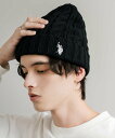 Rocky Monroe U.S. POLO ASSN. ワンポイントロゴ刺繍ケーブル編みニット帽 ロッキーモンロー 帽子 ニット帽・ビーニー ブルー ネイビー...