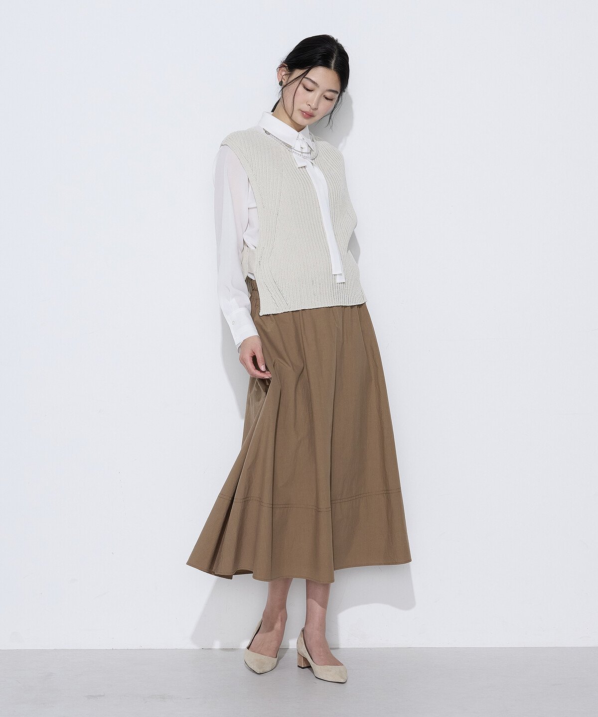 K.T KIYOKO TAKASE S-SIZE [ Sサイズ ] 和紙混ドライタッチ ニットジレ コムサ トップス ニット ベージュ ネイビー【送料無料】