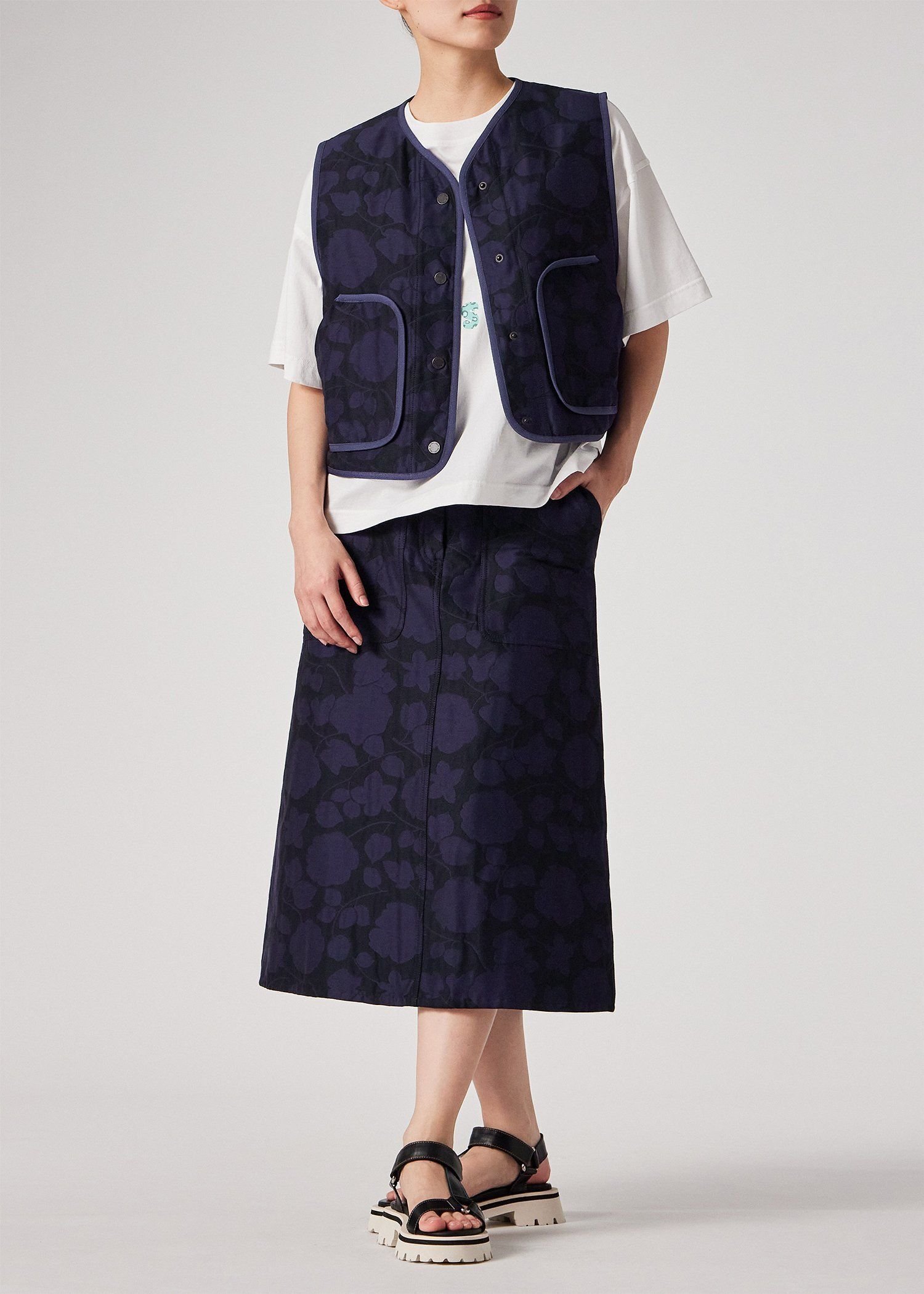 ウィメンズ "Perforated Floral" ジャカード ベスト ポール・スミス ジャケット・アウター ブルゾン・ジャンパー ホワイト ネイビー
