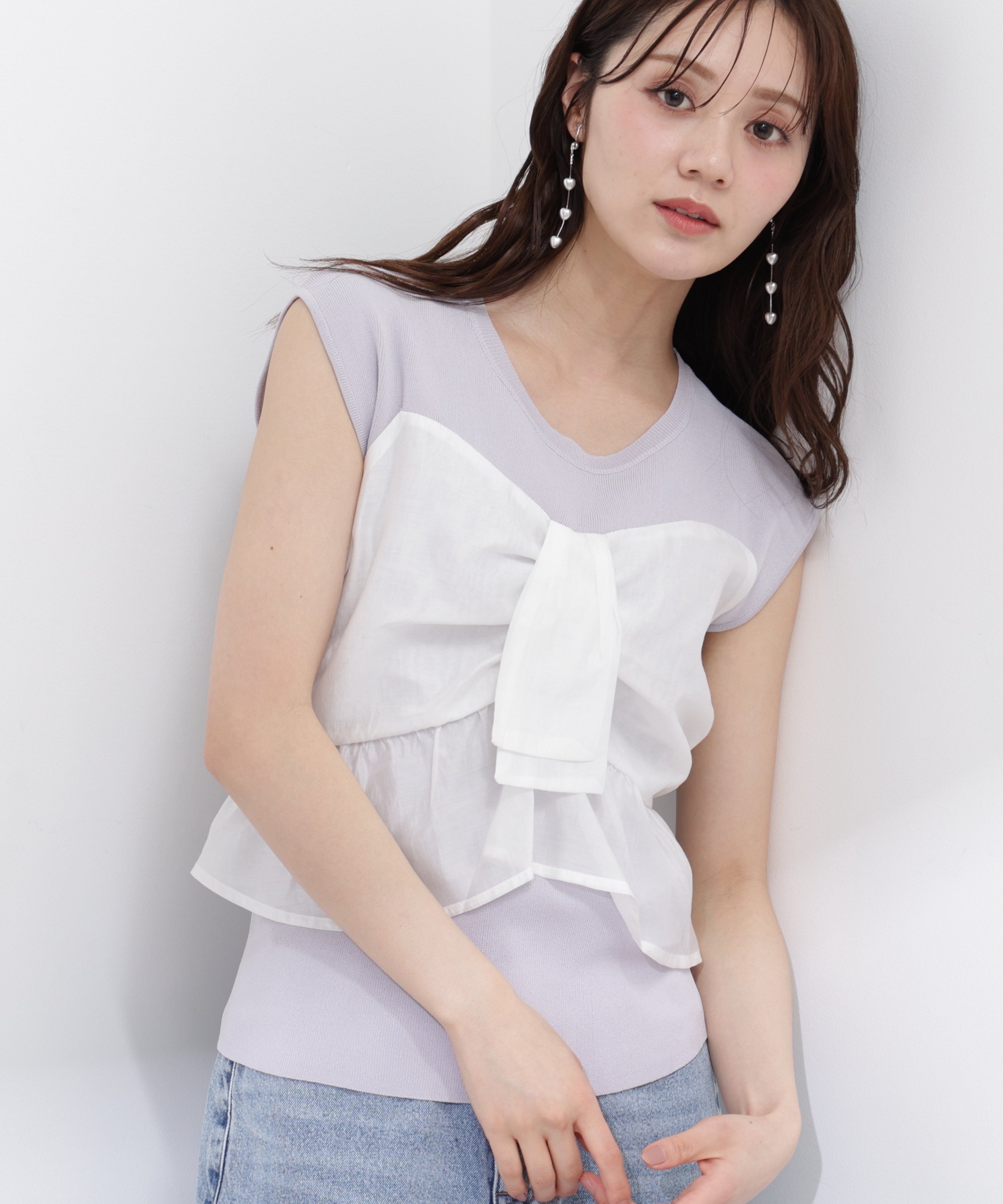 PROPORTION BODY DRESSING ビスチェ付きニットトップス26SS プロポーションボディドレッシング トップス ニット ホワイト