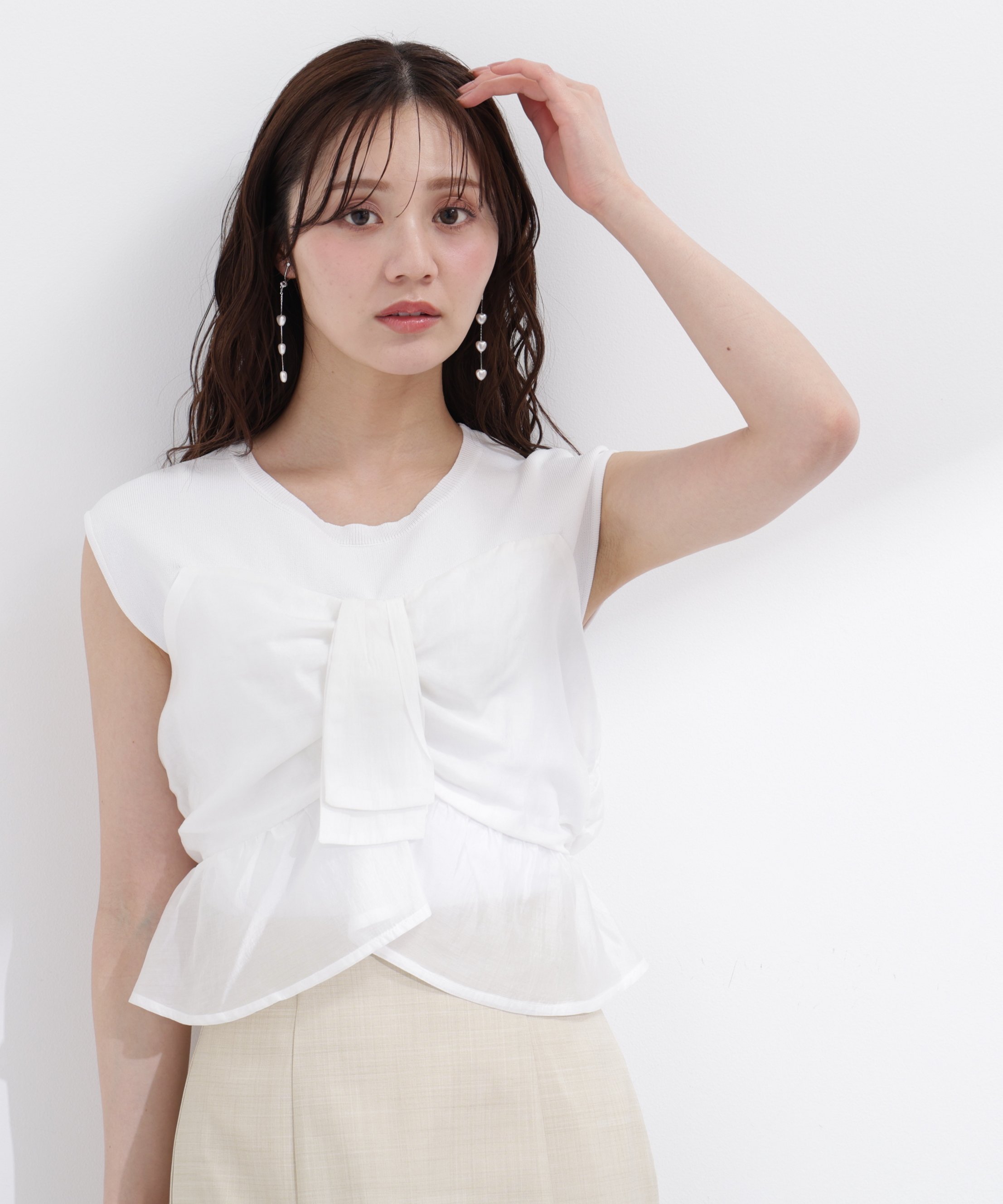 PROPORTION BODY DRESSING ビスチェ付きニットトップス26SS プロポーションボディドレッシング トップス ニット ホワイト