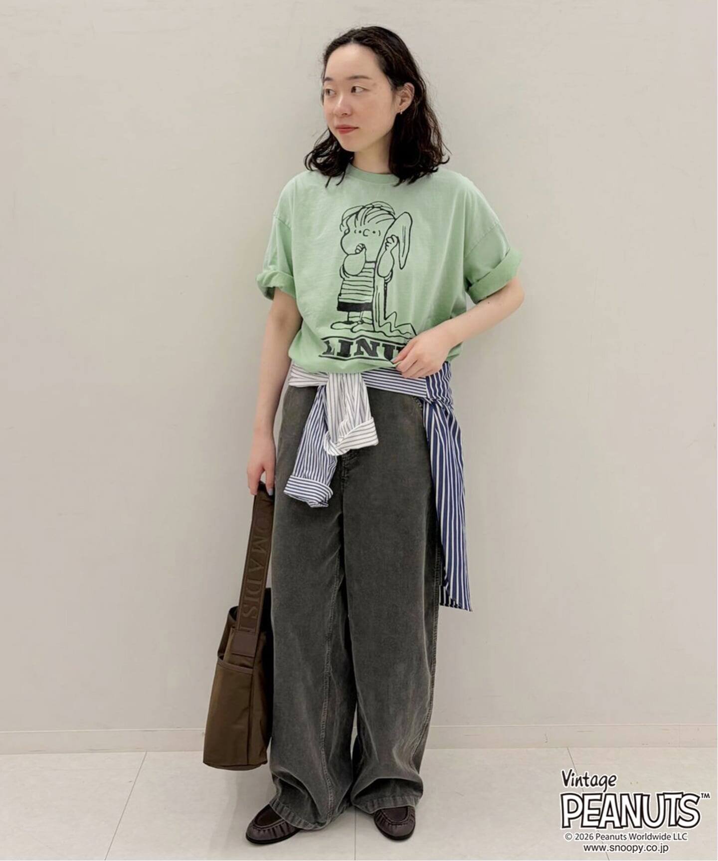 JOHNBULL/ジョンブル PEANUTS LINUS TEE フレームワーク トップス カットソー・Tシャツ グリーン