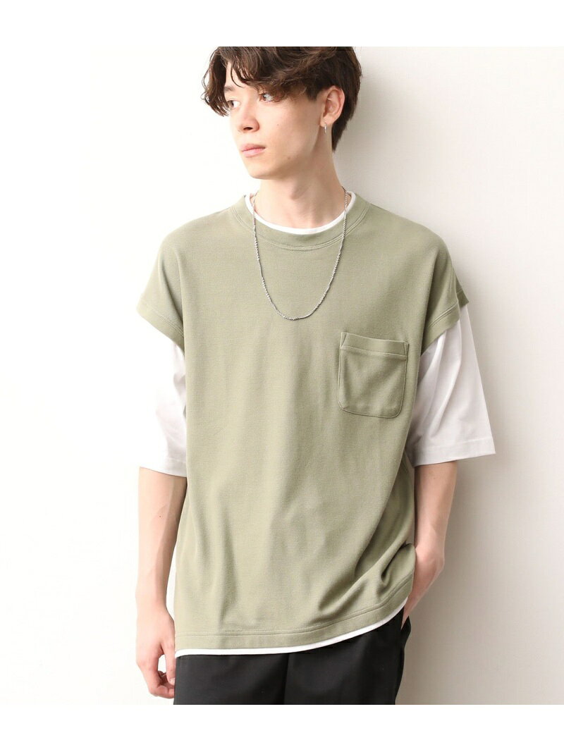 【SALE／61%OFF】JUNRED ベストフェイクレイヤードTシャツ ジュン スタンダード ピックス トップス その他のトップス ベージュ ブラック カーキグリーン