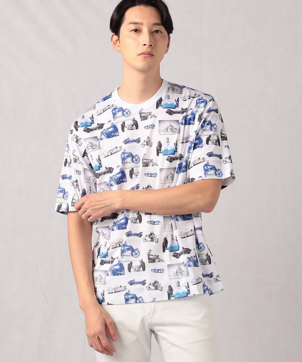 楽天Rakuten Fashion【SALE／46％OFF】COMME CA MEN 【ブリキのおもちゃ】 グラフィックプリントT コムサメン トップス カットソー・Tシャツ ホワイト グレー【送料無料】