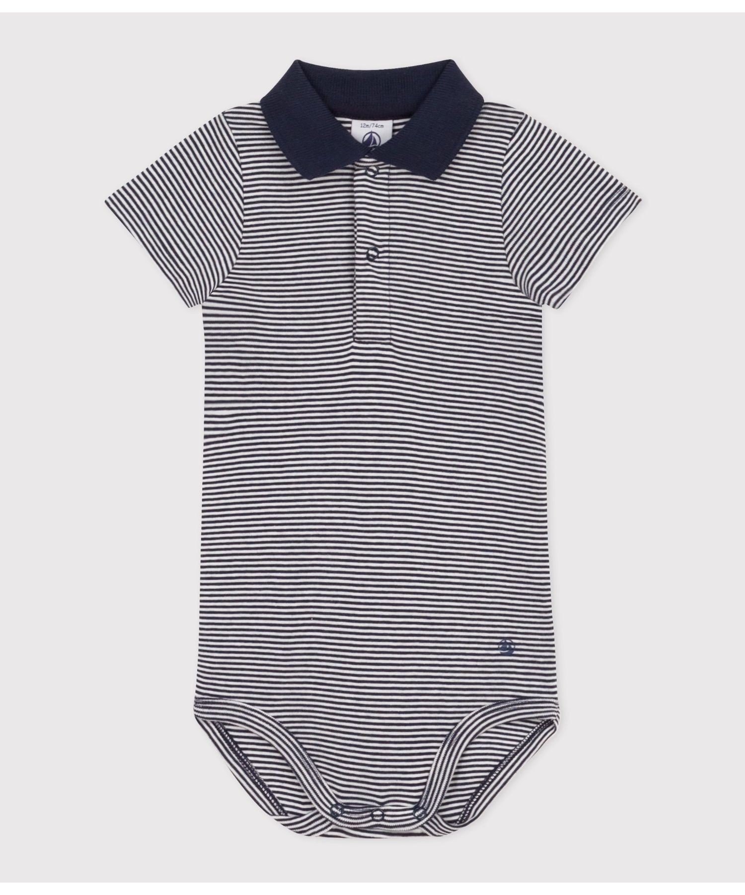 プチバトー ロンパース（ベビー用） PETIT BATEAU 衿付き半袖ボディ プチバトー マタニティウェア・ベビー用品 ロンパース・カバーオール【送料無料】