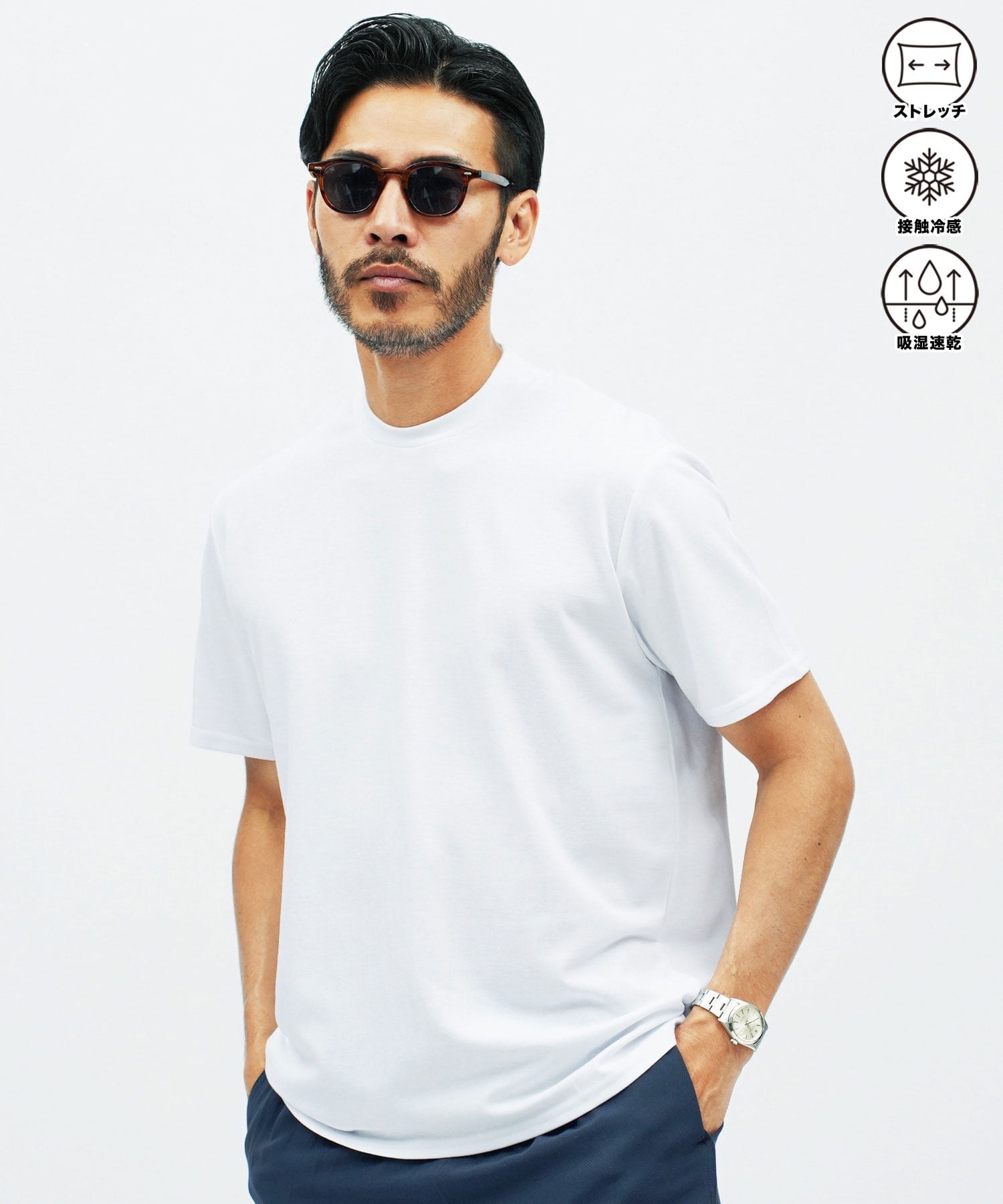 JIGGYS SHOP SELECT ジャケット専用 接触冷感 半袖Tシャツ カットソー 26SS ジギーズショップ トップス カットソー・Tシャツ ホワイト ブラック グレー