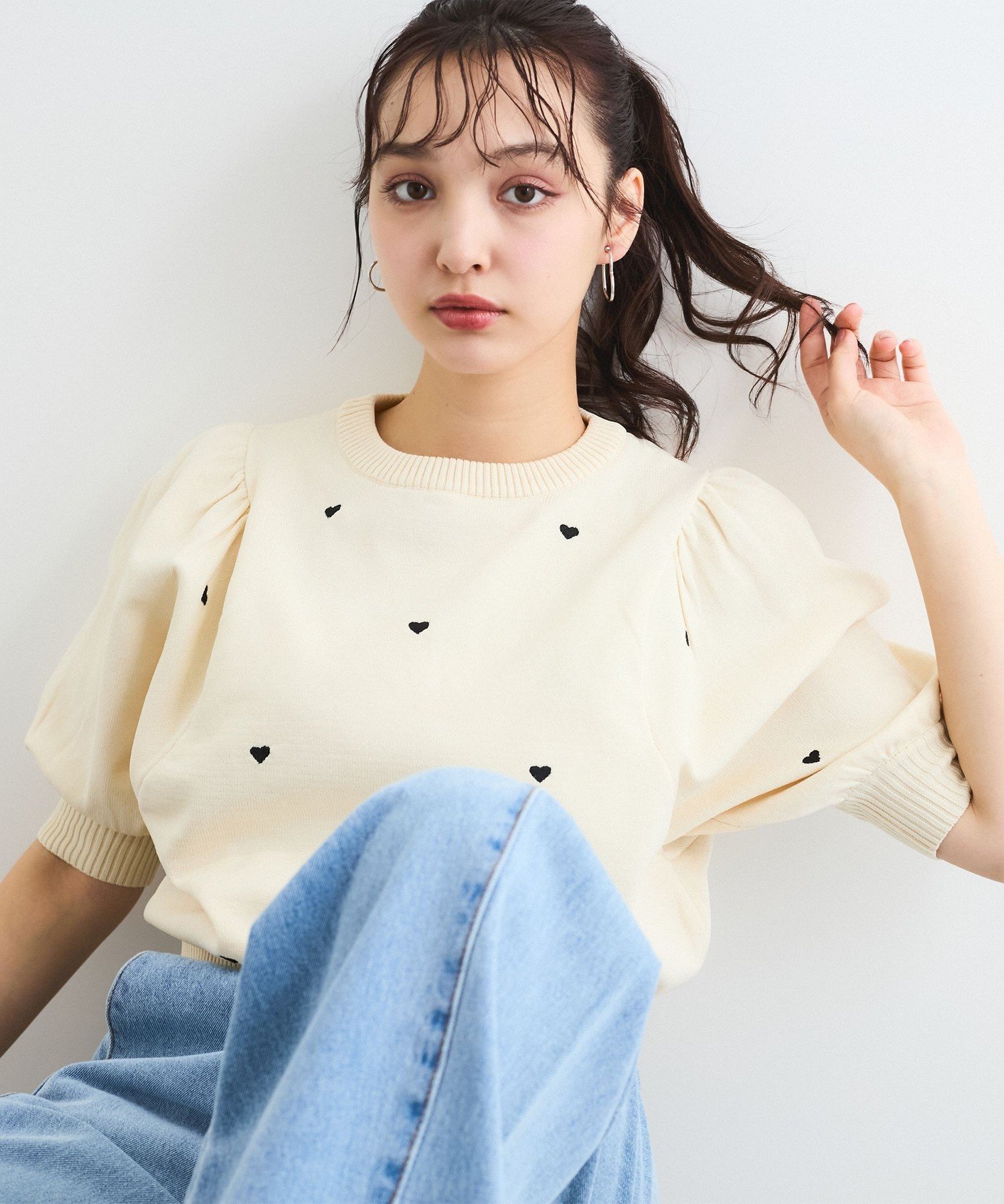 楽天市場】ハート(柄刺繍)(ニット・セーター|トップス 楽天市場】ハート(柄刺繍)(ニット・セーター|トップス