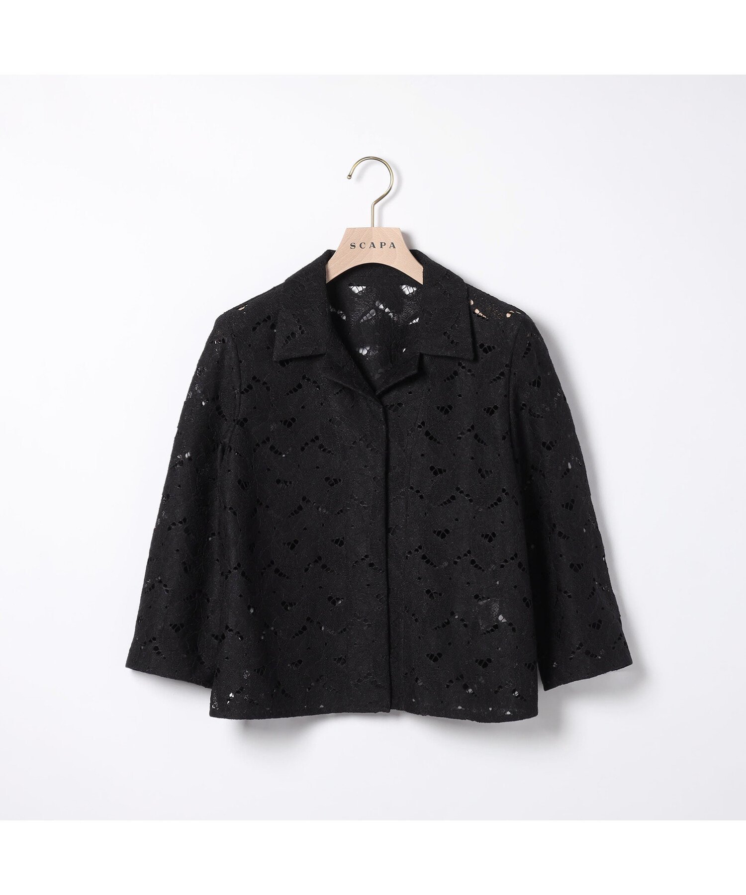 SCAPA フラワーレースブラウス スキャパ トップス シャツ・ブラウス ブラック ホワイト