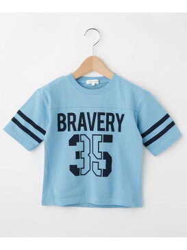 【SALE/40%OFF】3can4on 【160cmまで】ドロップショルダー5分袖プルオーバー サンカンシオン カットソー Tシャツ ホワイト ブルー