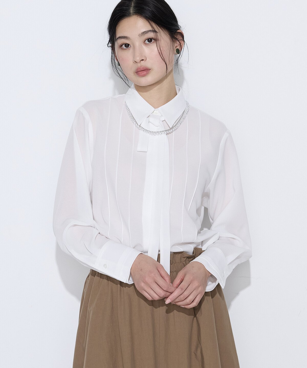 Rakuten Fashionの【SALE／20%OFF】COMME CA フィネスボイル シャツブラウス コムサ トップス シャツ・ブラウス ホワイト ブルー グレー【送料無料】｜アングル2
