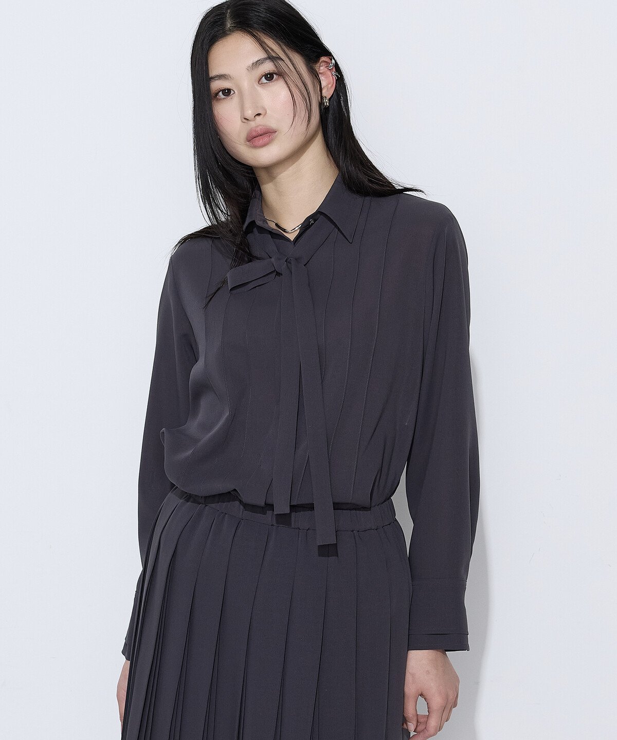 【SALE／20%OFF】COMME CA フィネスボイル シャツブラウス コムサ トップス シャツ・ブラウス ホワイト ブルー グレー【送料無料】