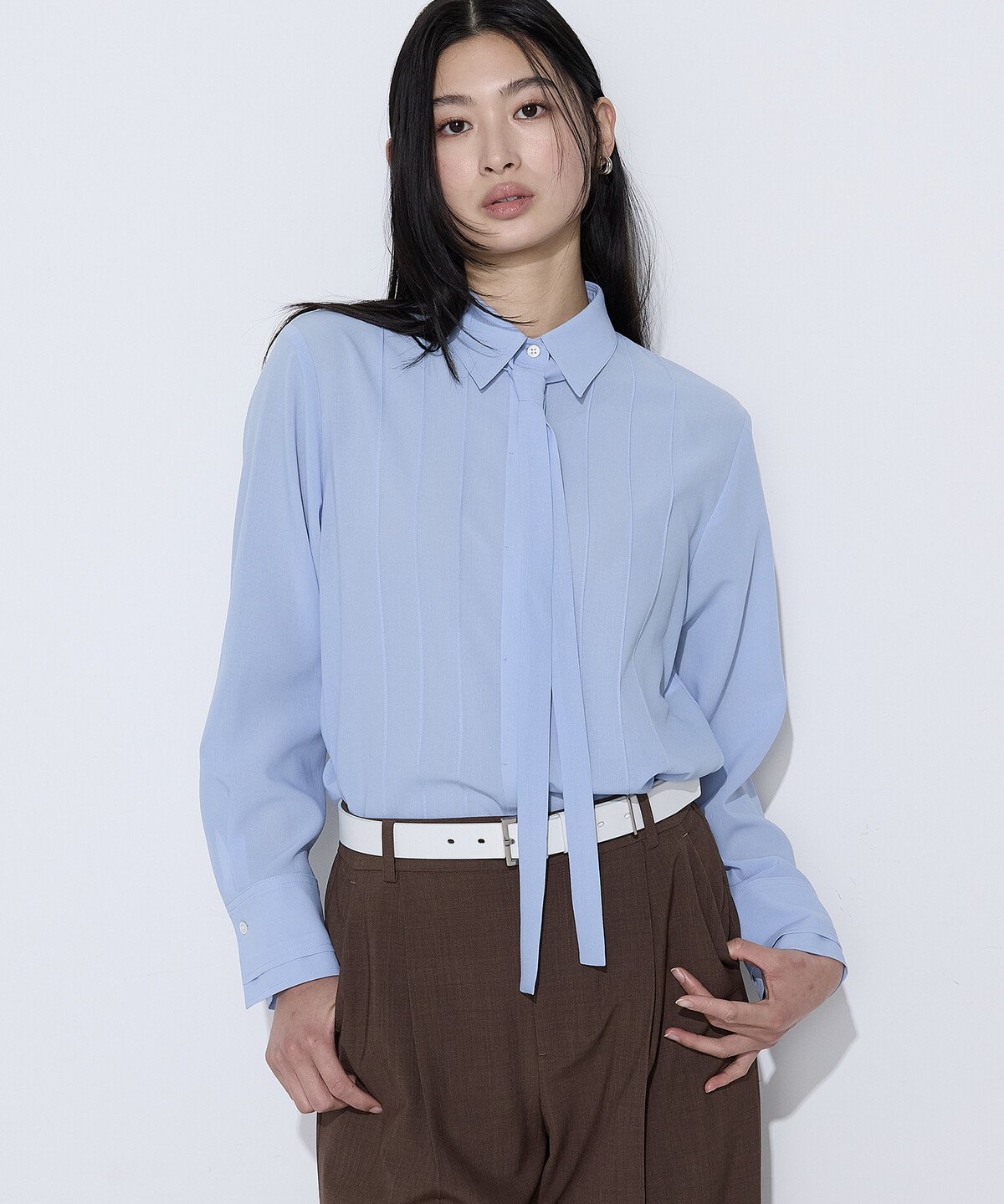 Rakuten Fashionの【SALE／20%OFF】COMME CA フィネスボイル シャツブラウス コムサ トップス シャツ・ブラウス ホワイト ブルー グレー【送料無料】｜アングル3