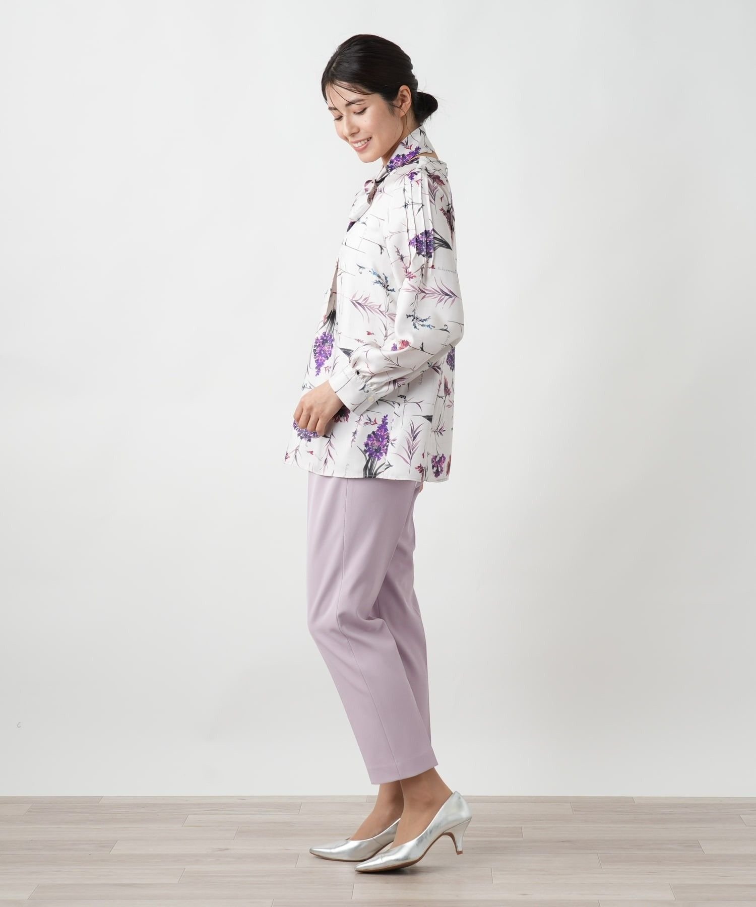Leilian プリントボウタイブラウス【ROCHAS Premiere】 レリアン トップス シャツ・ブラウス パープル