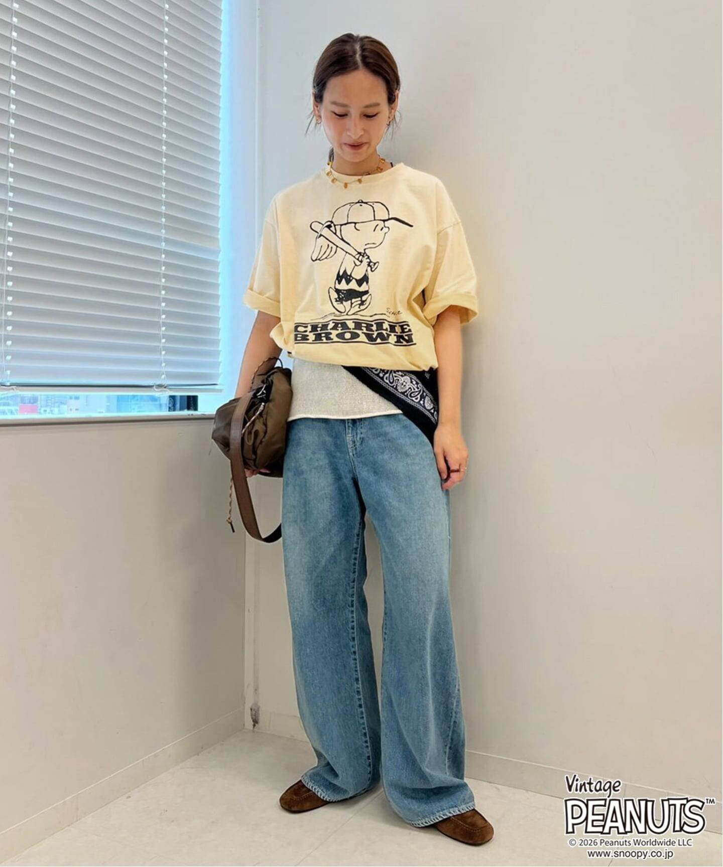 JOHNBULL/ジョンブル PEANUTS CHARLIE BROWN TEE フレームワーク トップス カットソー・Tシャツ イエロー