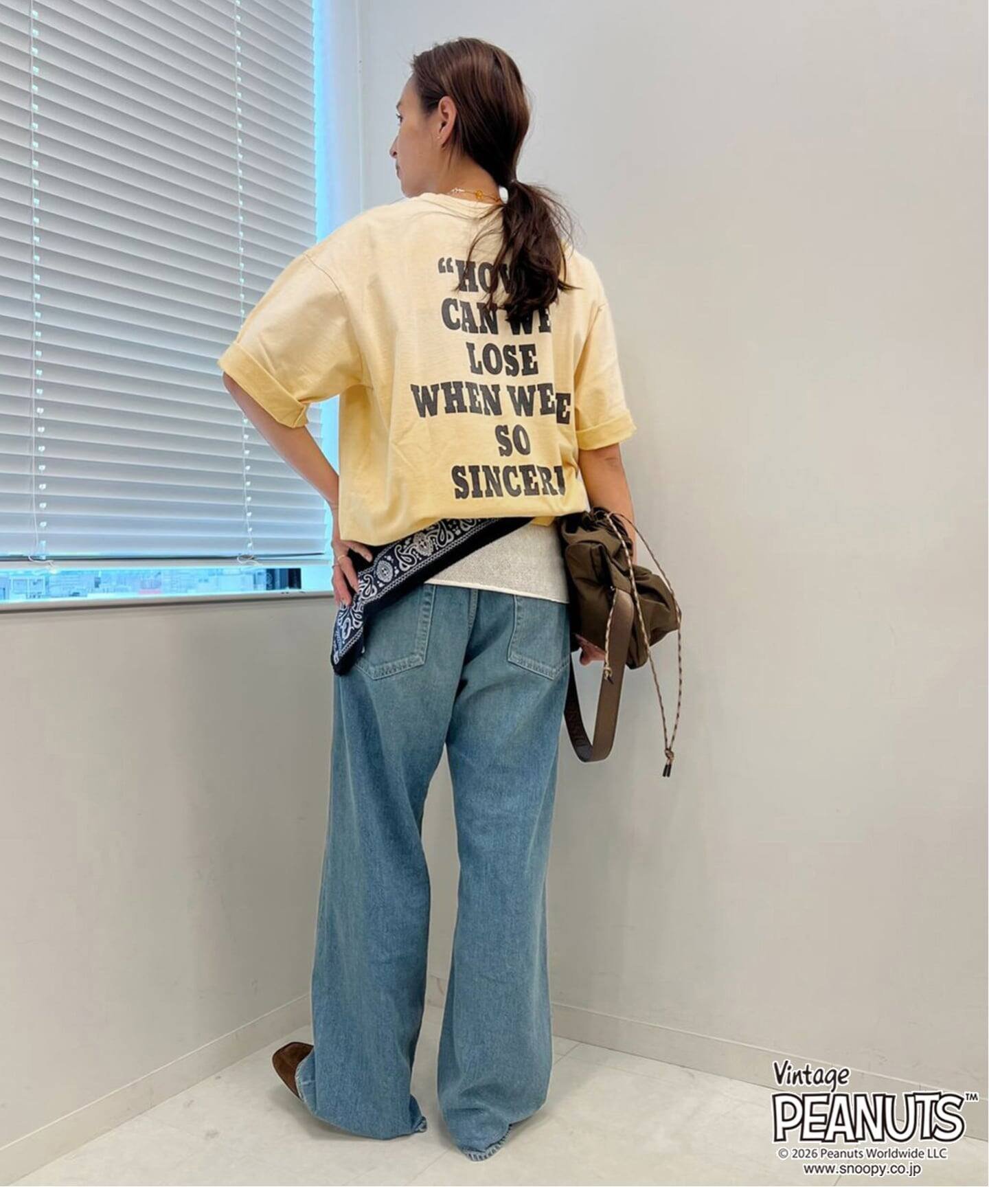 JOHNBULL/ジョンブル PEANUTS CHARLIE BROWN TEE フレームワーク トップス カットソー・Tシャツ イエロー