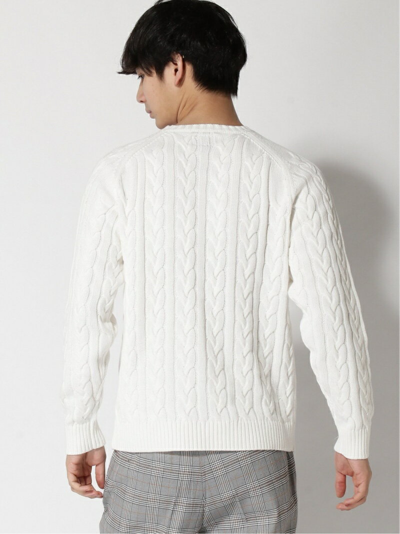 5-gauge Cotton Cable Crewneck Sweater 11-15-1323-103: White