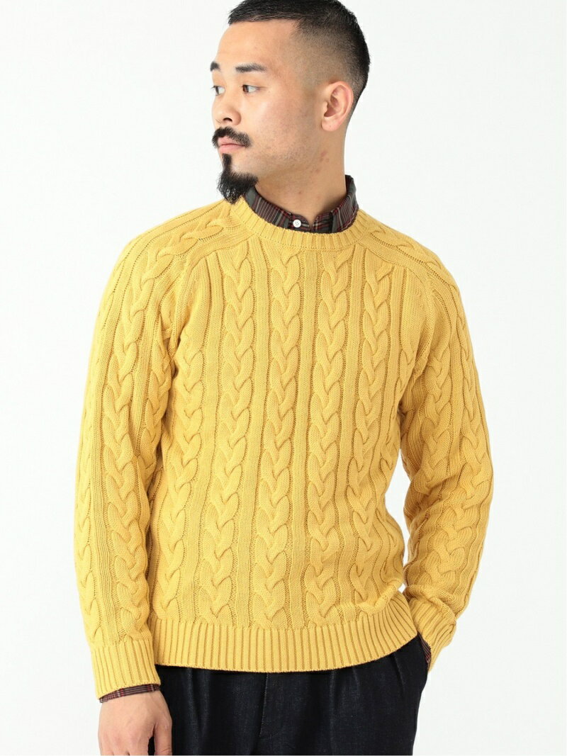 5-gauge Cotton Cable Crewneck Sweater 11-15-1323-103: Yellow