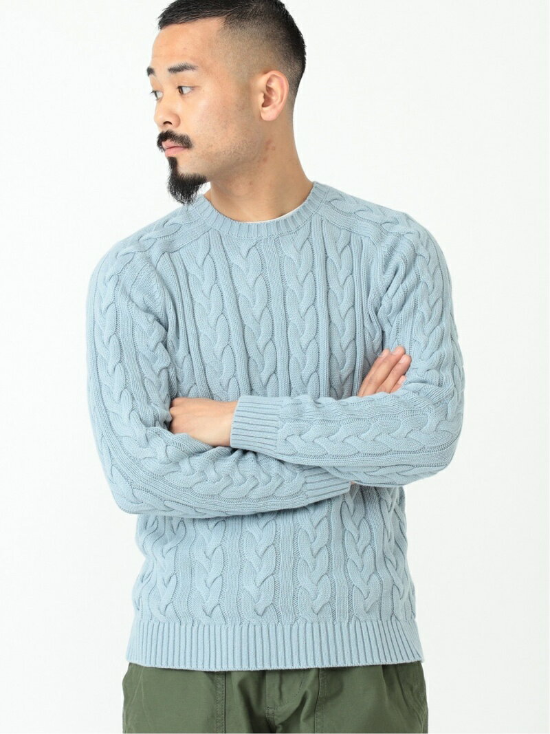 5-gauge Cotton Cable Crewneck Sweater 11-15-1323-103: Saxe