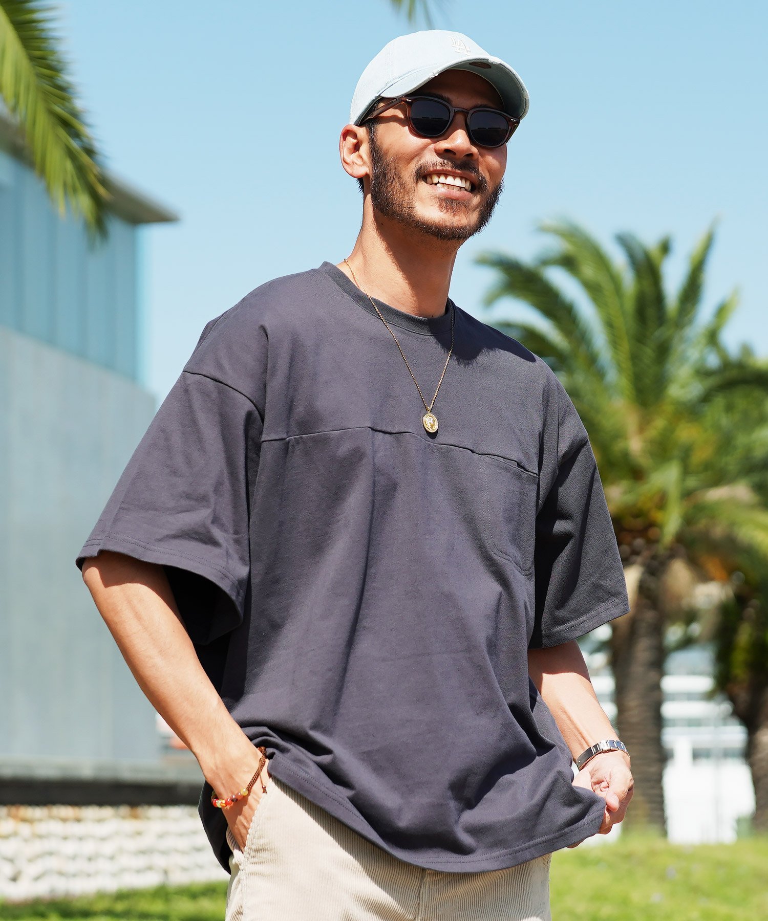 JIGGYS SHOP SELECT スイッチング ポケット 無地 半袖 Tシャツ 26SS ジギーズショップ トップス カットソー・Tシャツ グレー ネイビー ブラック ホワイト