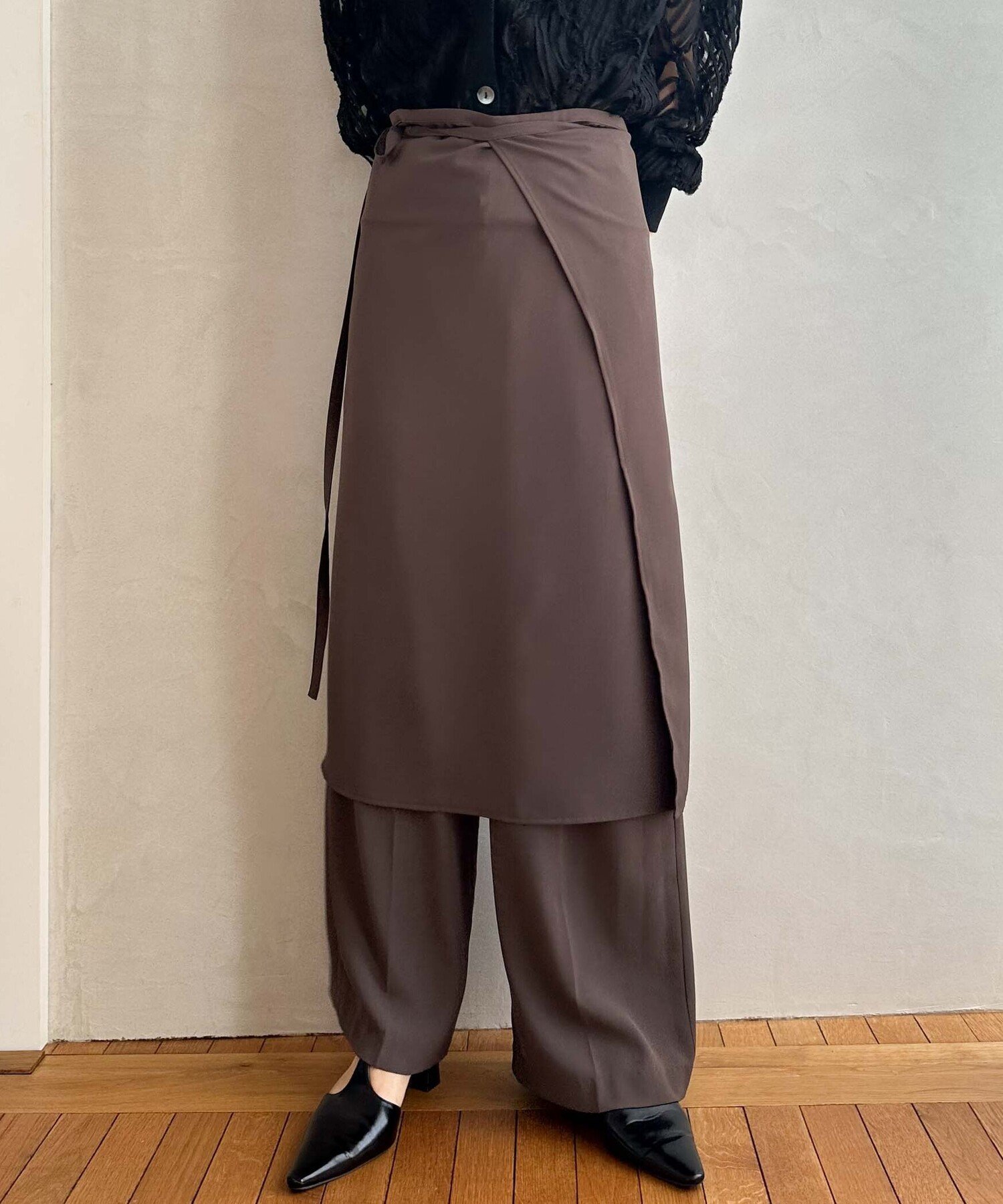 【SALE／50%OFF】DOUX ARCHIVES ラップレイヤードパンツ ドゥアルシーヴ パンツ その他のパンツ ブラウン ブラック【送料無料】
