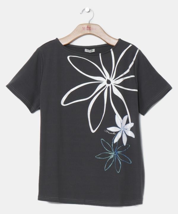 Maunaloa 【マウナロア】シャインティアレTシャツ(半袖) アミナコレクション トップス カットソー・Tシャツ ホワイト グレー ブラック