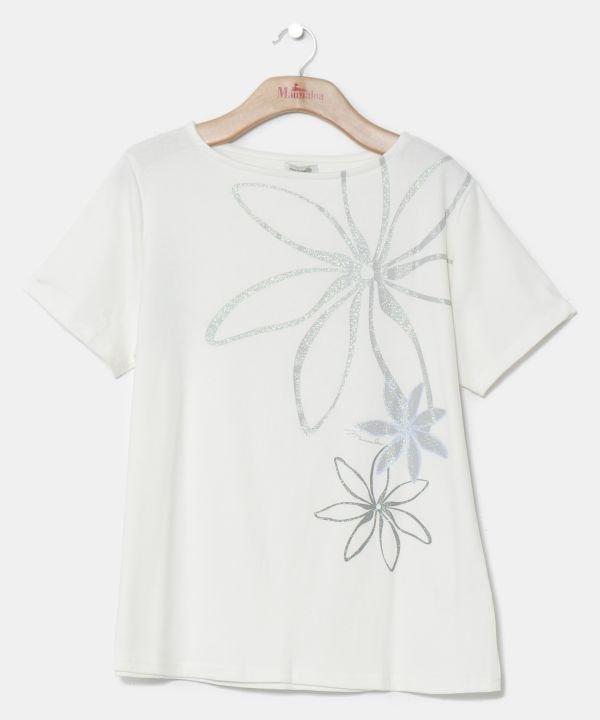Maunaloa 【マウナロア】シャインティアレTシャツ(半袖) アミナコレクション トップス カットソー・Tシャツ ホワイト グレー ブラック