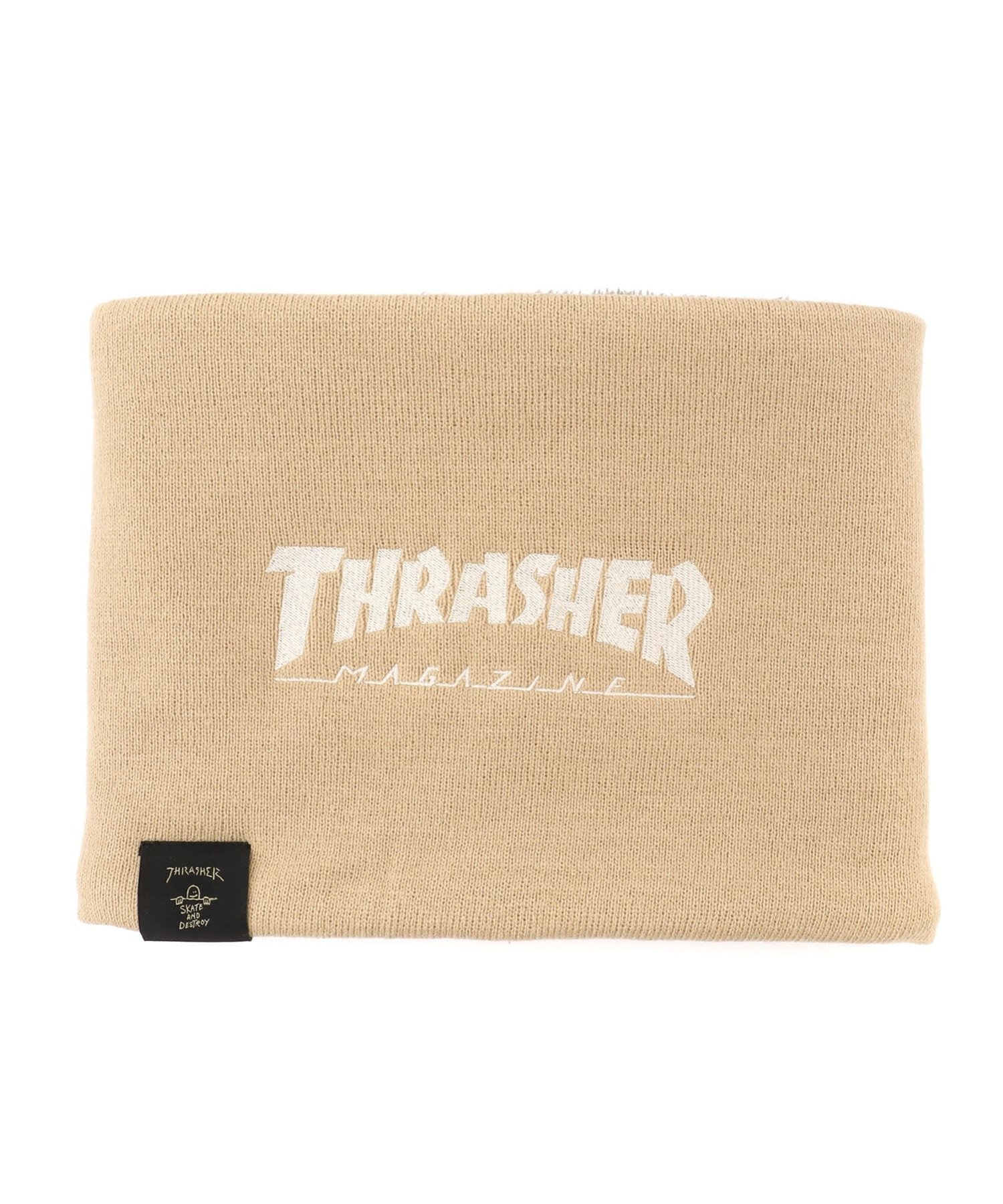 THRASHER THRASHER/(U)KNIT/BOA リバーシブル ネックウォーマー スラッシャー　バイ　リフルページ ファッション雑貨 マフラー・ストール・ネックウォーマー ブラック ベージュ