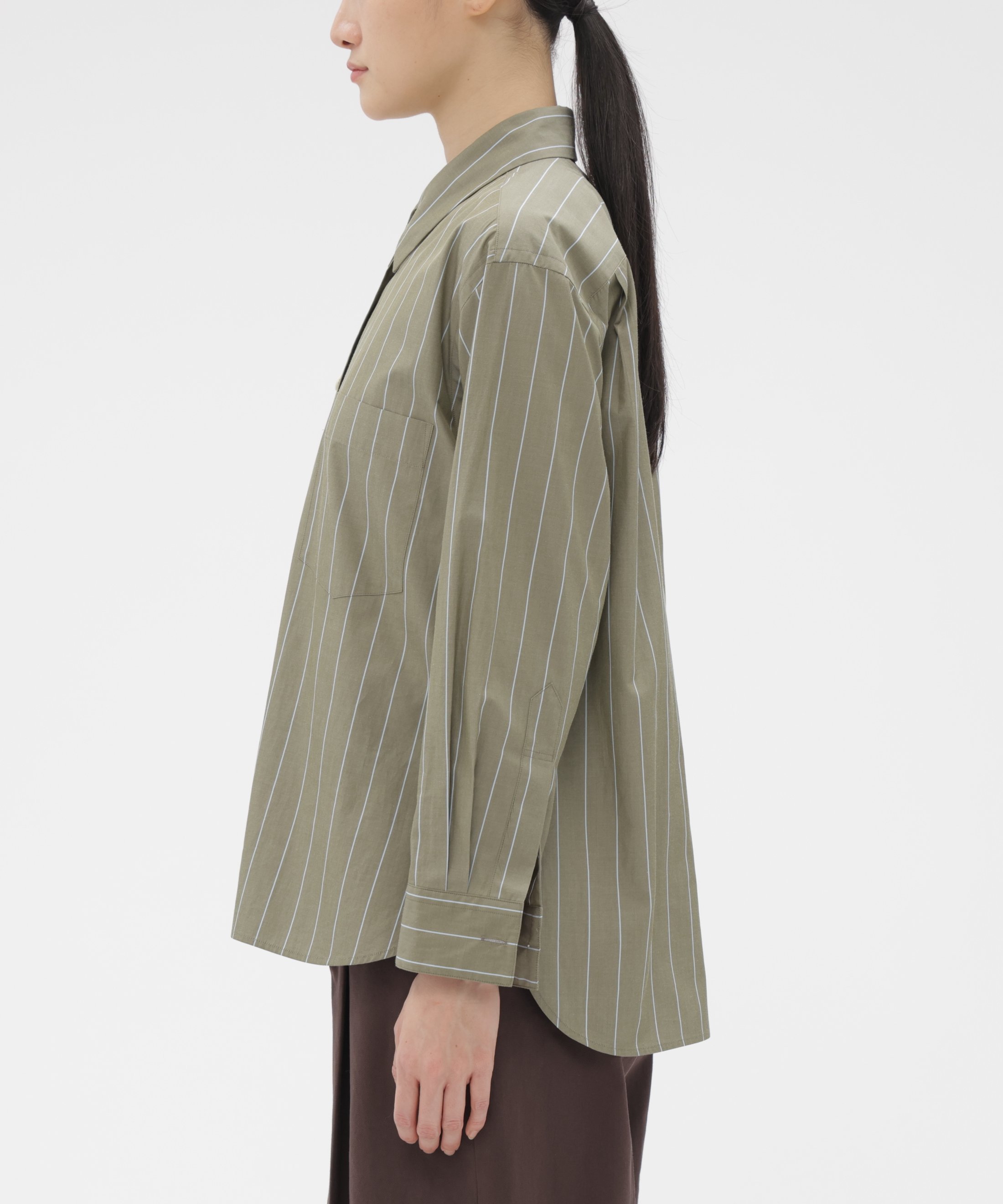 MARGARET HOWELL WIDE STRIPE COTTON SHIRT マーガレット・ハウエル トップス シャツ・ブラウス グリーン