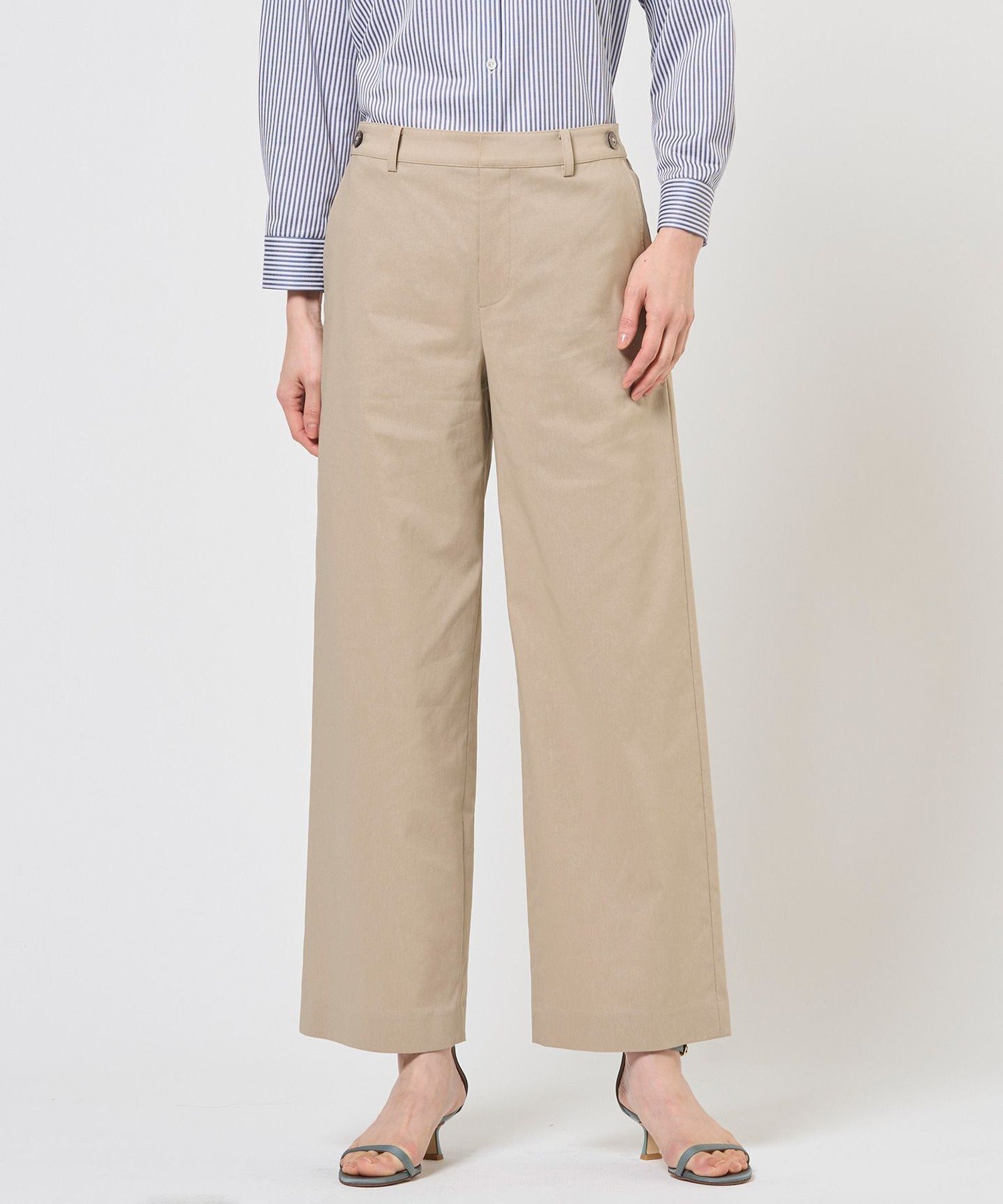 J.PRESS 【人気素材・セットアップ対応】セルロースリネンストレッチ セミワイド パンツ ジェイプレス パンツ その他のパンツ ネイビー ブルー ベージュ