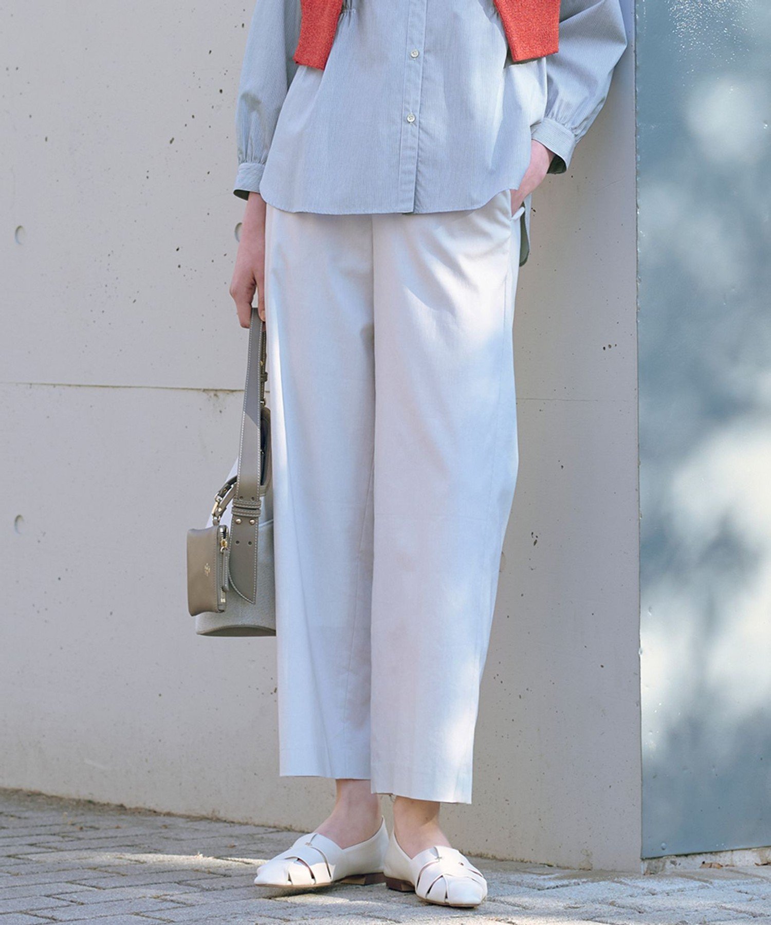 J.PRESS 【人気素材・セットアップ対応】セルロースリネンストレッチ セミワイド パンツ ジェイプレス パンツ その他のパンツ ネイビー ブルー ベージュ