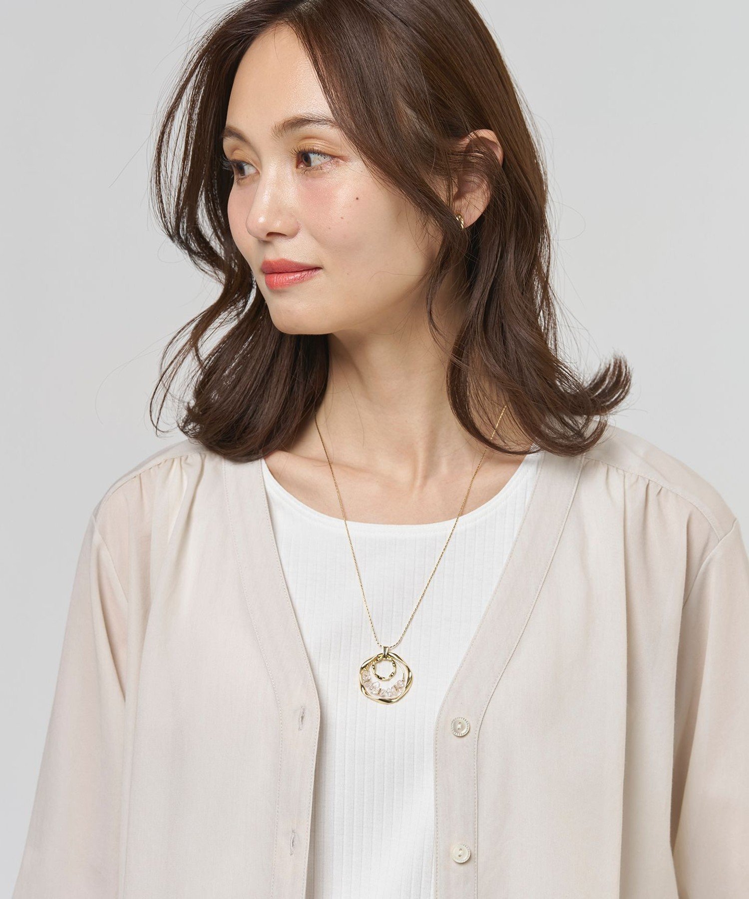 【SALE／20%OFF】J.PRESS 【着こなしのポイントに】3連リングネックレス ジェイプレス アクセサリー・腕時計 ネックレス シルバー ゴールド【送料無料】