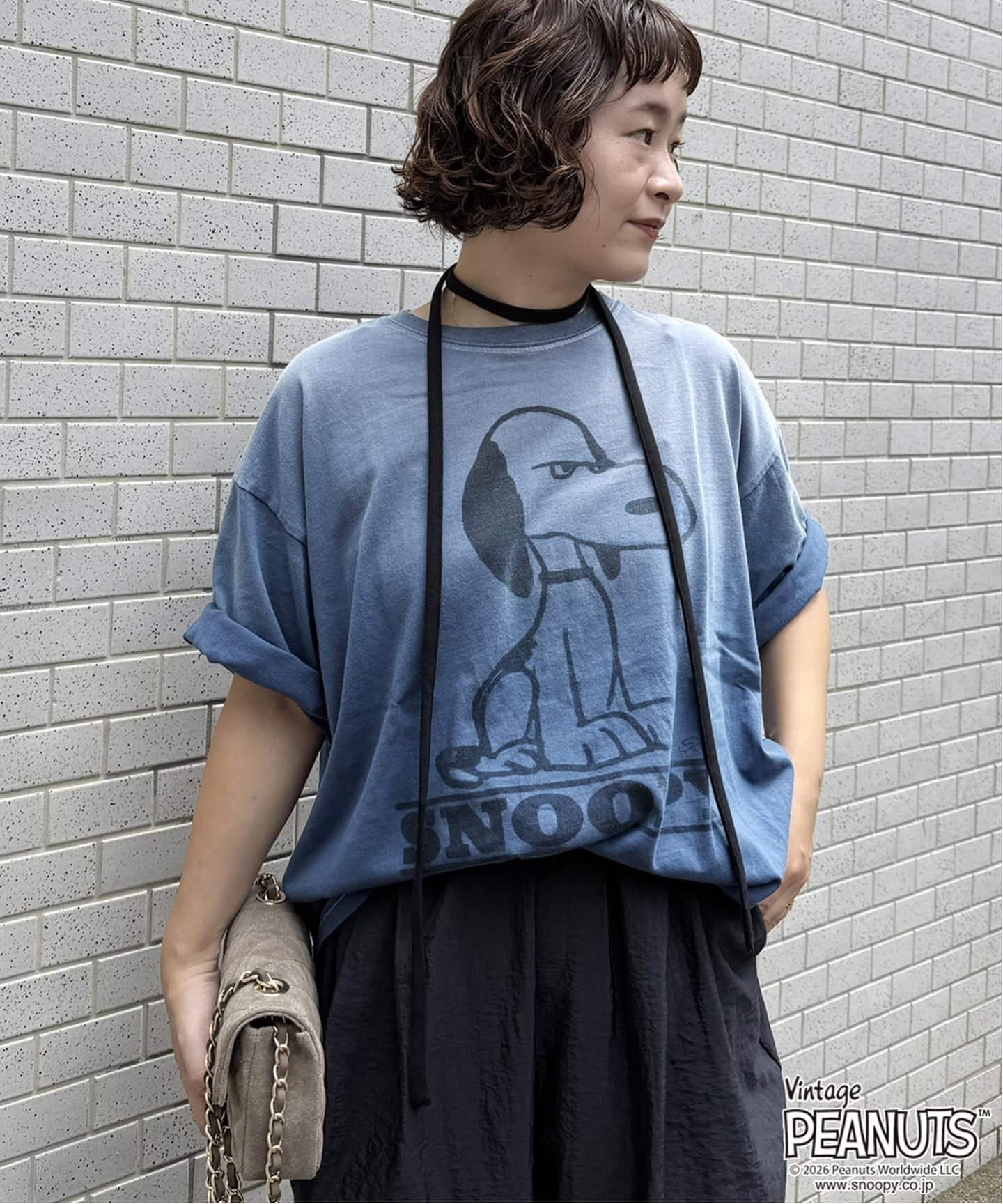 JOHNBULL/ジョンブル PEANUTS SNOOPY TEE フレームワーク トップス カットソー・Tシャツ ネイビー