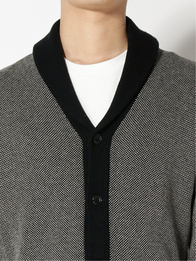 Cotton Linen Birdseye Shawl Collar Cardigan 11-15-1326-156: Black