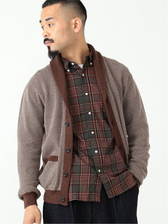 Cotton Linen Birdseye Shawl Collar Cardigan 11-15-1326-156: Heather Brown Cotton Linen Birdseye Shawl Collar Cardigan 11-15-1326-156: Heather Brown