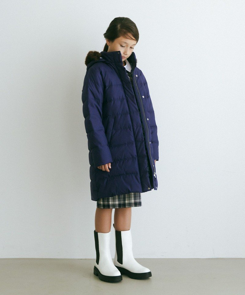 UNITED ARROWS green label relaxing TJ GIRLS ロング ダウンコート 140-160cm -撥水- ユナイテッドアローズ グリーンレーベルリラクシング コート/ジャケット ダウンジャケット ブルー ネイビー【送料無料】