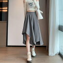 【SALE/30%OFF】Aimoon アシンメトリー スカート Aライン 韓国 ミニミニストア スカート ミニスカート ベージュ グレー ブラック