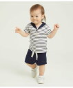 PETIT BATEAU セーラートップス ショートパンツセット プチバトー トップス カットソー Tシャツ【送料無料】