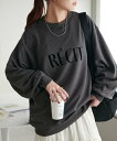 Discoat 【WEB限定】フロッキーロゴスウェット ディスコート トップス カットソー・Tシャツ グレー ブラウン ホワイト【送料無料】