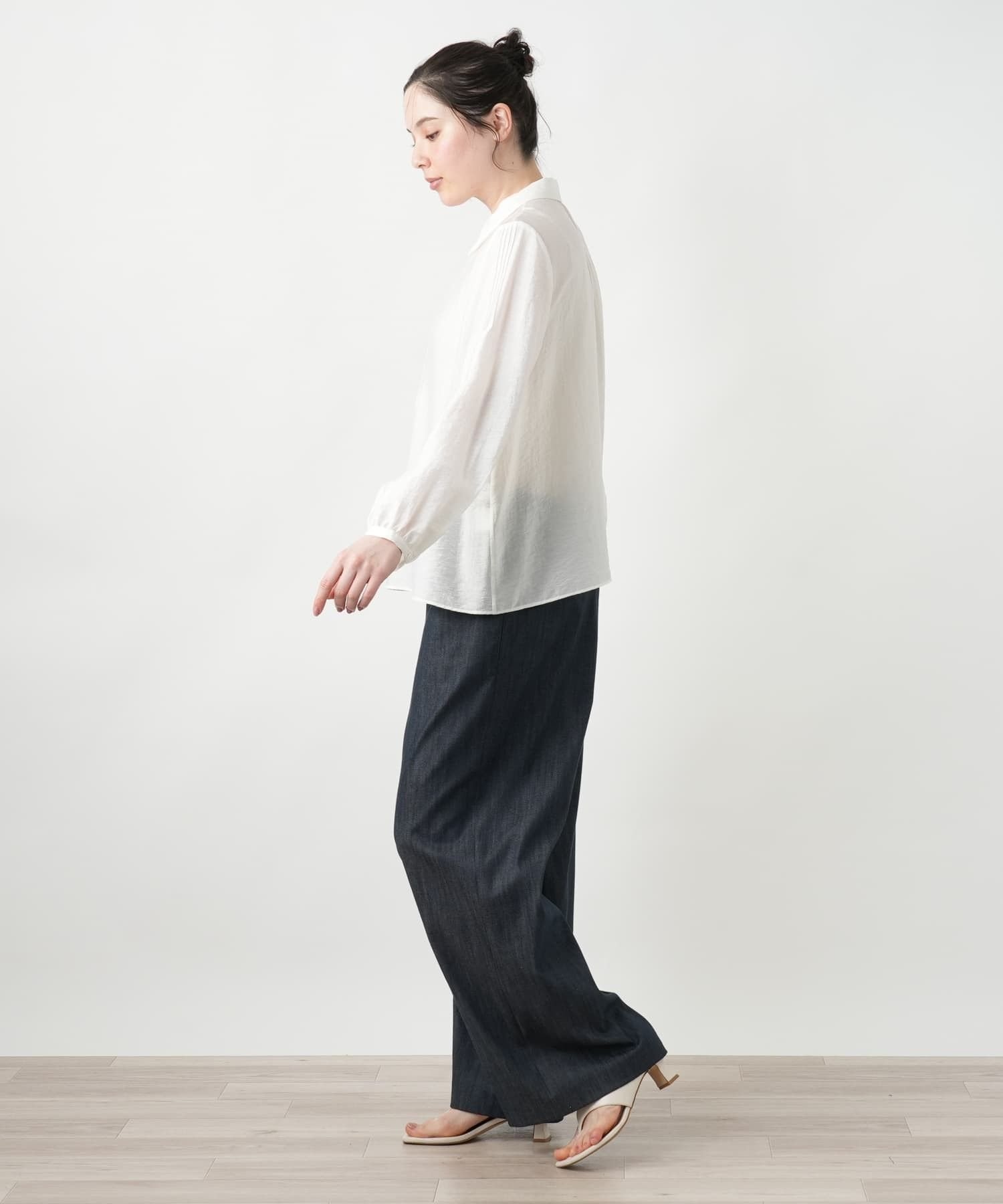 Leilian PLUS HOUSE 【店頭人気】バルーンスリーブブラウス【ROCHAS Premiere】 レリアン プラスハウス トップス シャツ・ブラウス ホワイト