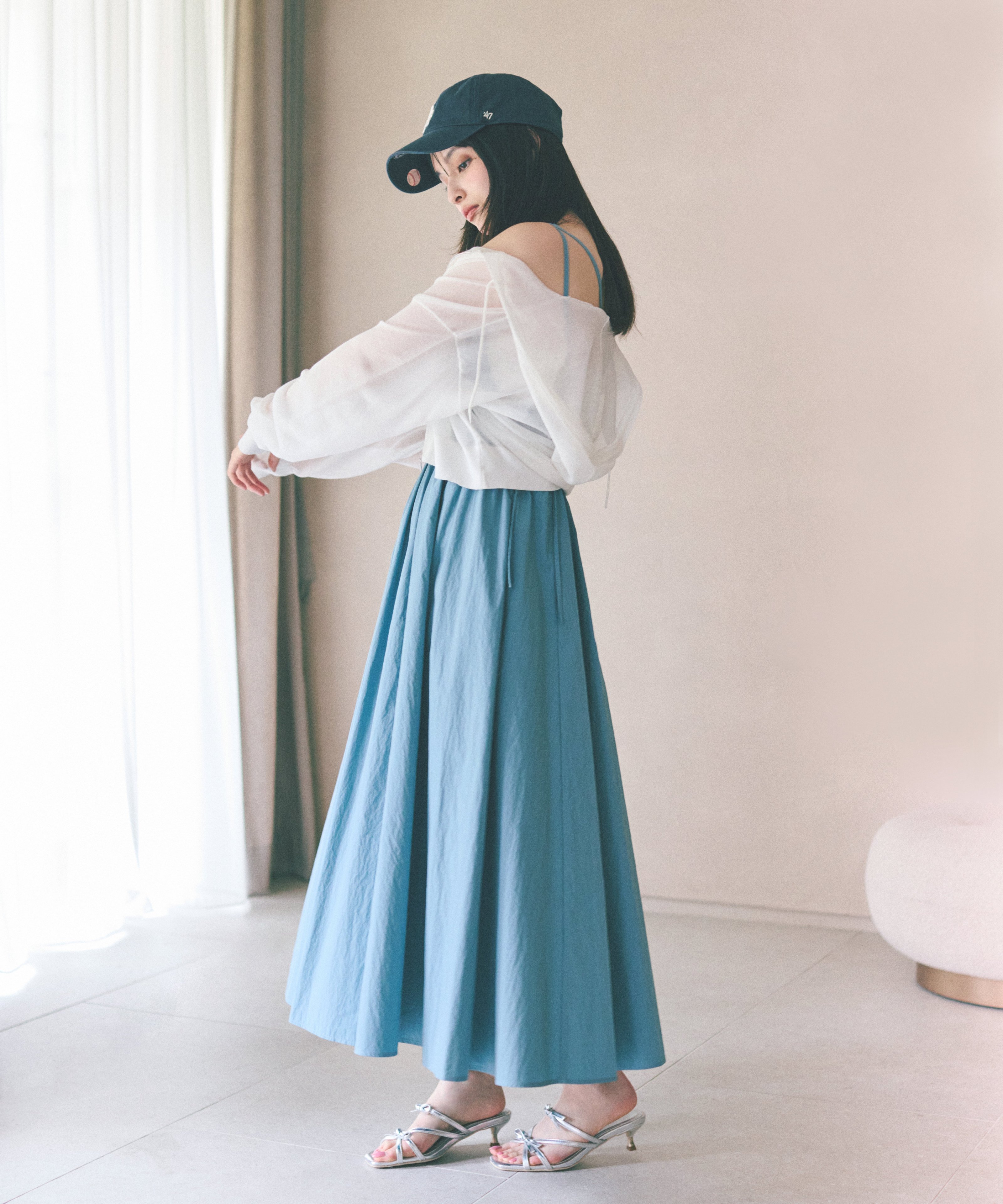 PROPORTION BODY DRESSING ＜a/mie＞シアーニットパーカー プロポーションボディドレッシング トップス ニット イエロー ホワイト ネイビー ピンク