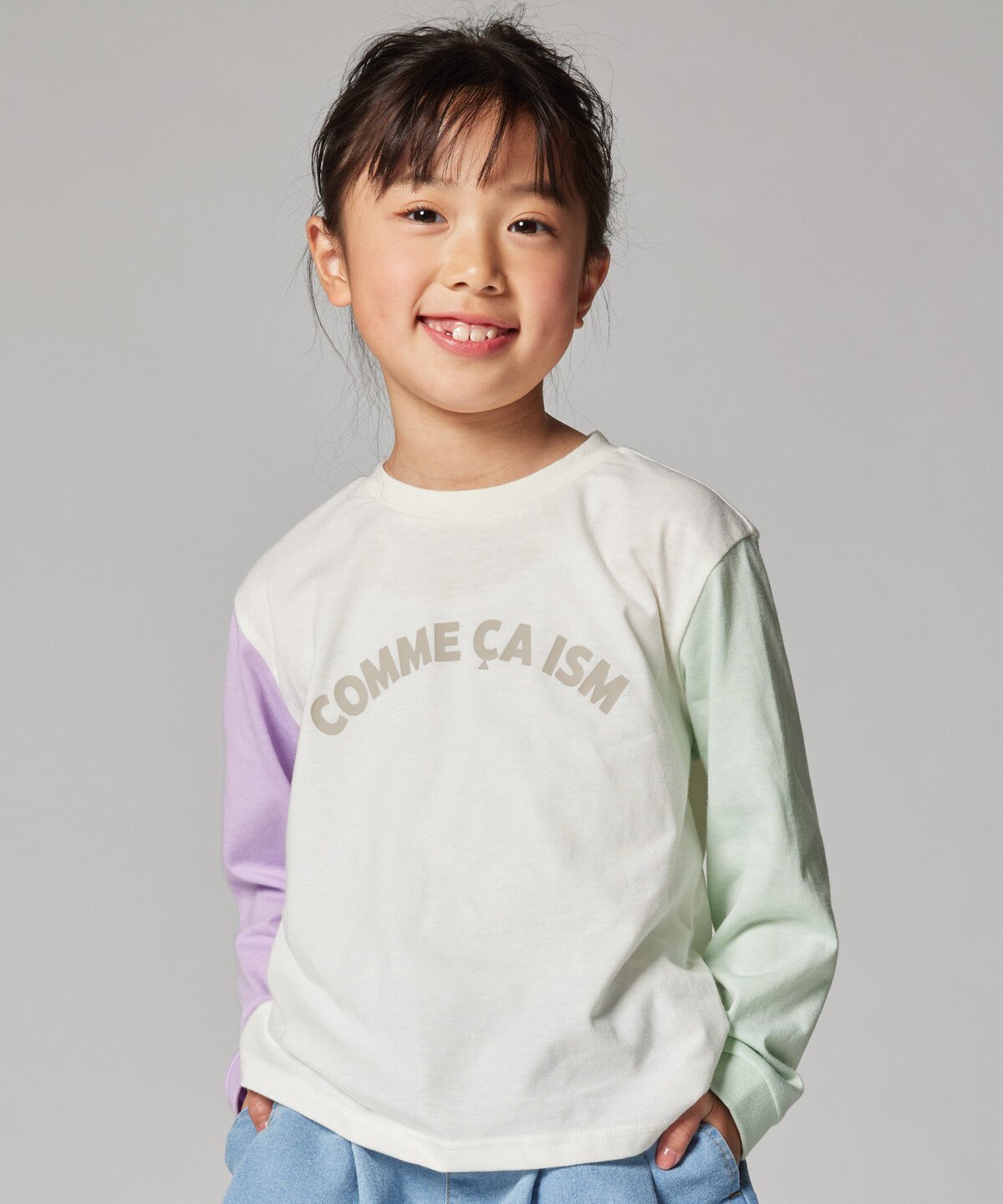 COMME CA ISM ロゴプリントTシャツ コムサイズム トップス カットソー・Tシャツ