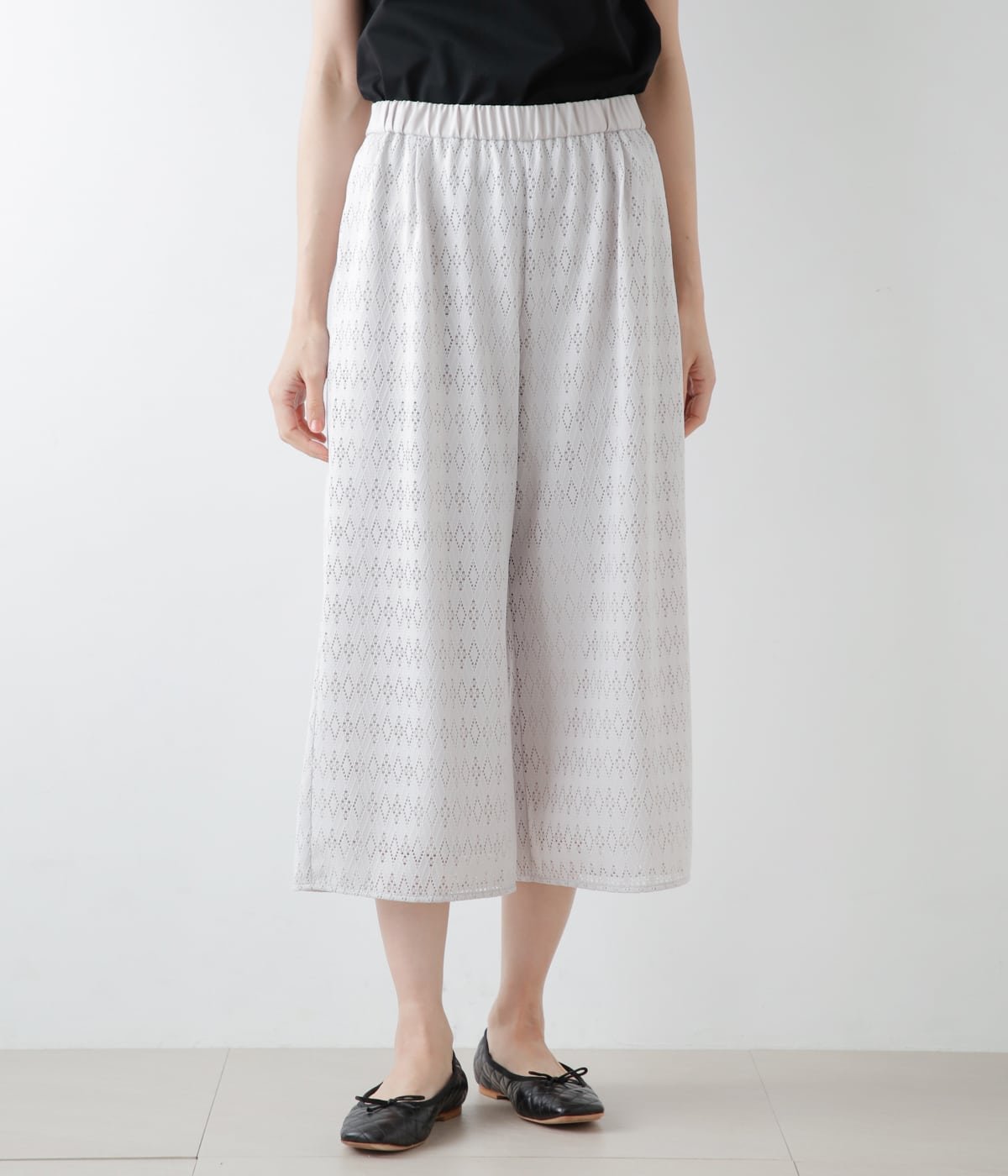 NEWYORKER WOMEN L-SIZE 【L】ダイヤラッセルレース キュロットパンツ ニューヨーカー エルサイズ パンツ その他のパンツ グレー