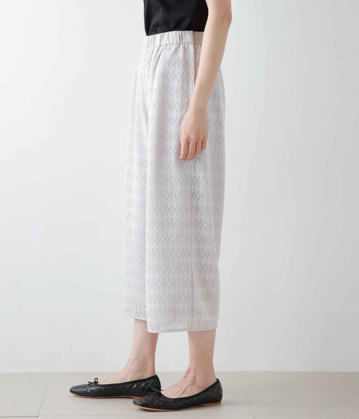 NEWYORKER WOMEN L-SIZE 【L】ダイヤラッセルレース キュロットパンツ ニューヨーカー エルサイズ パンツ その他のパンツ グレー