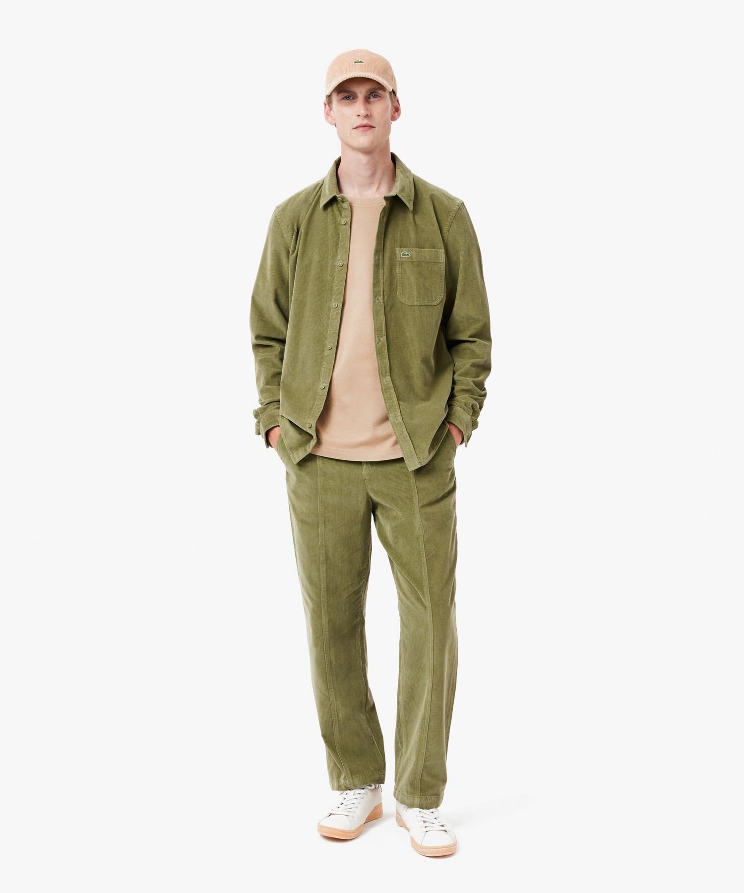 【SALE／40%OFF】LACOSTE センターラインステッチ コーデュロイイージーパンツ ラコステ パンツ その他のパンツ カーキグリーン ホワイト【送料無料】