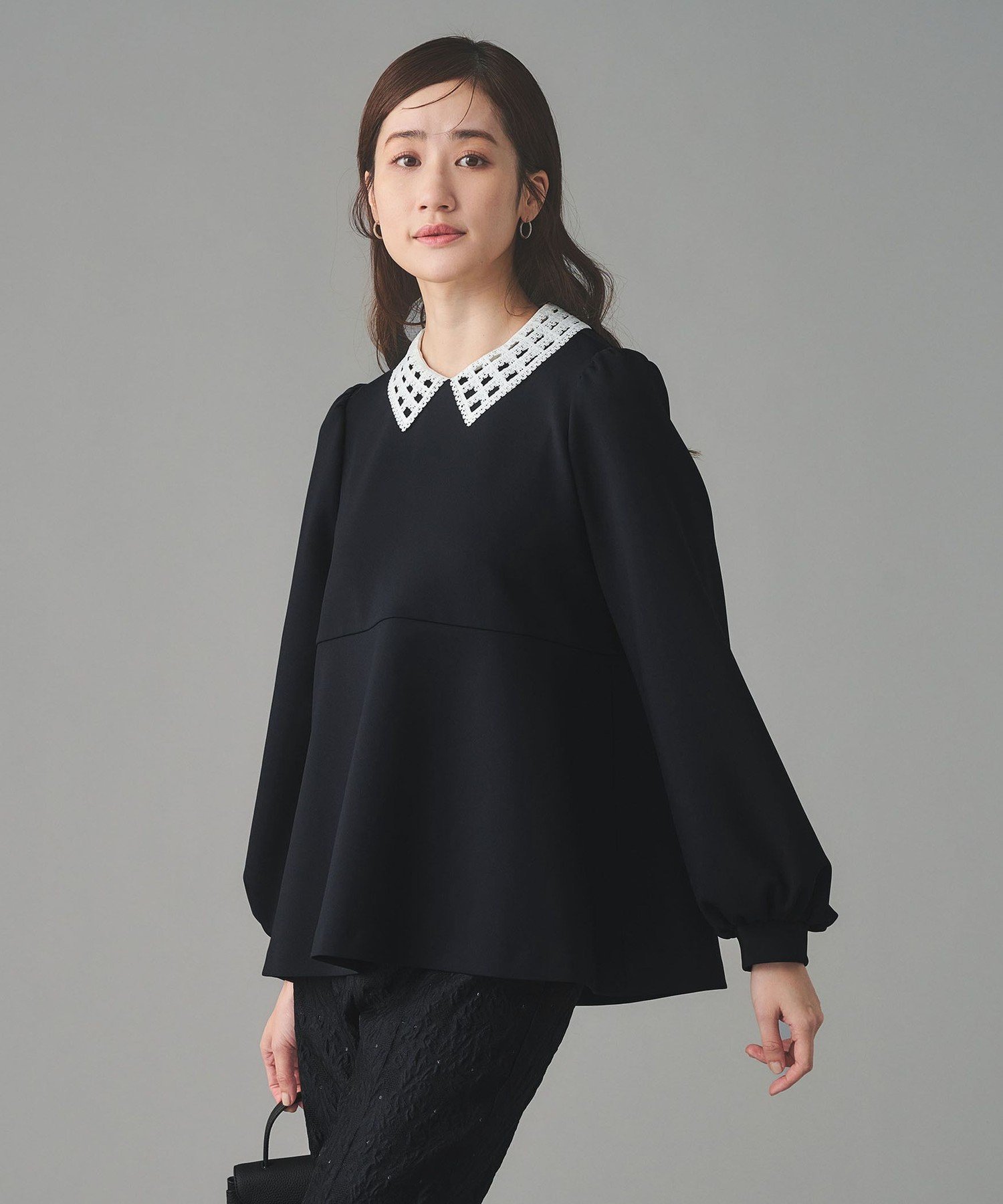 UNITED ARROWS SPONGY ペプラム ブラウス ユナイテッドアローズ トップス シャツ・ブラウス ホワイト ネイビー ブラック【送料無料】