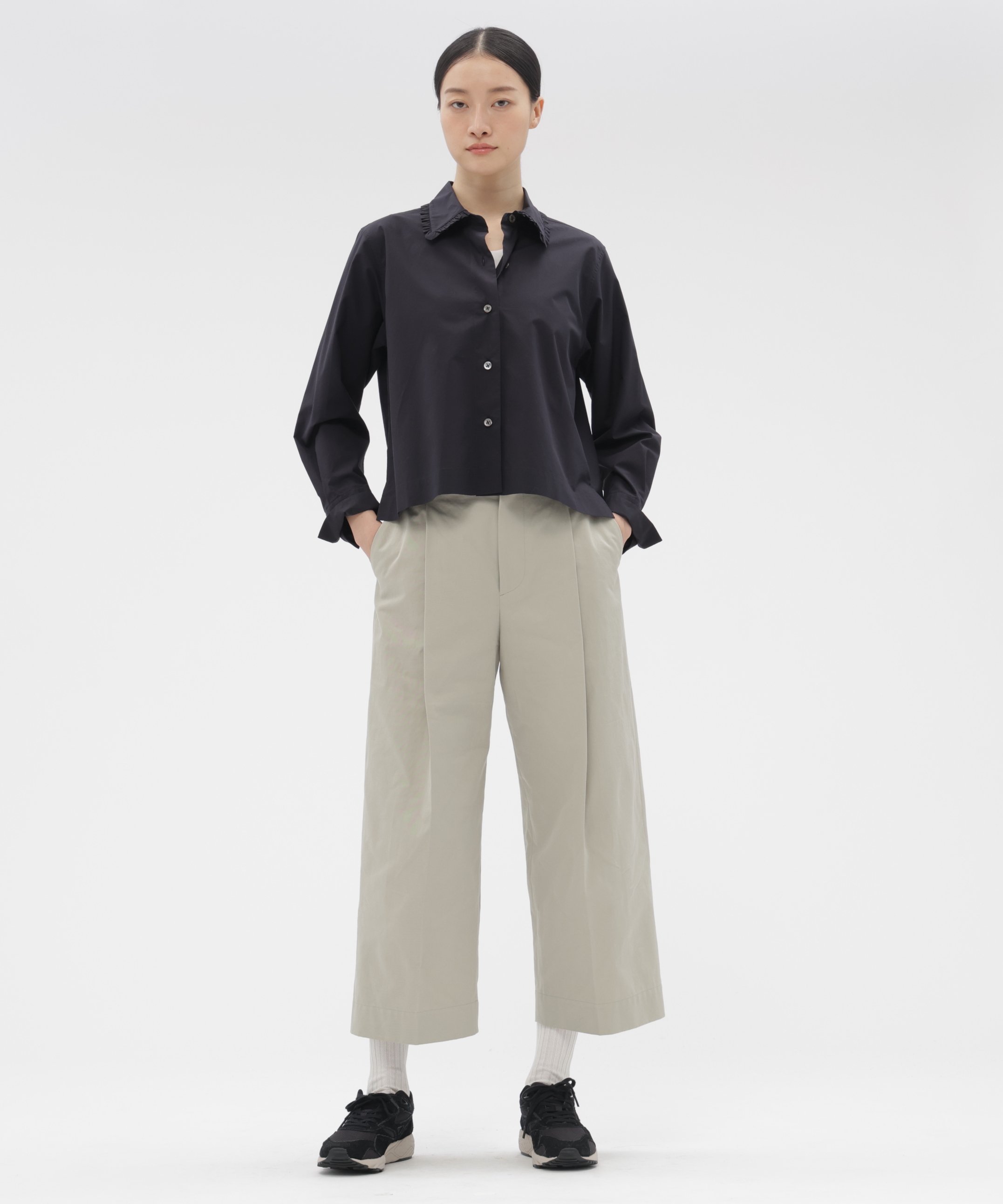 MARGARET HOWELL SUPER FINE COTTON POPLIN SHIRT マーガレット・ハウエル トップス シャツ・ブラウス ブラック